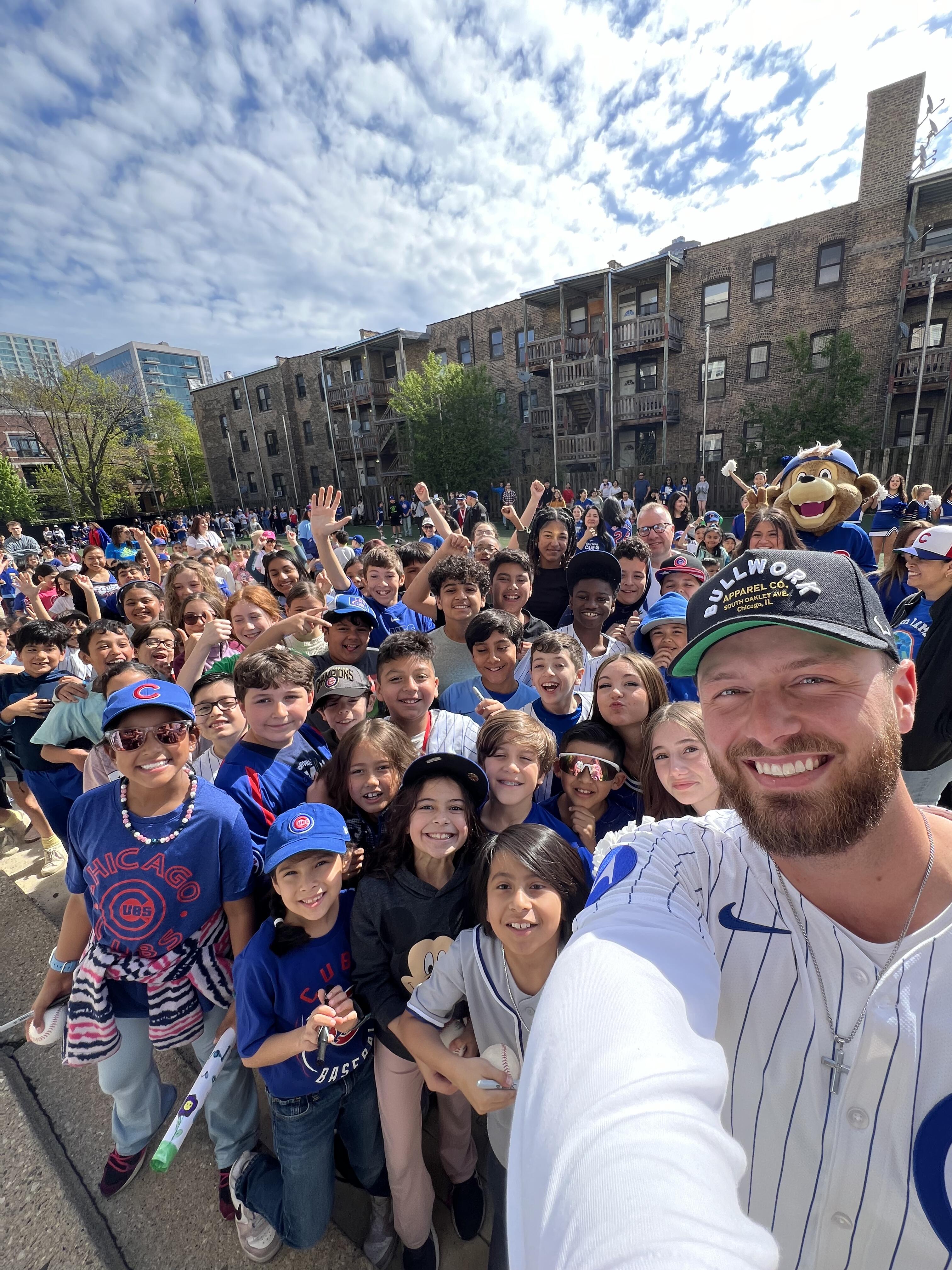 Michael Busch with kids from the Inter-American Magnet School