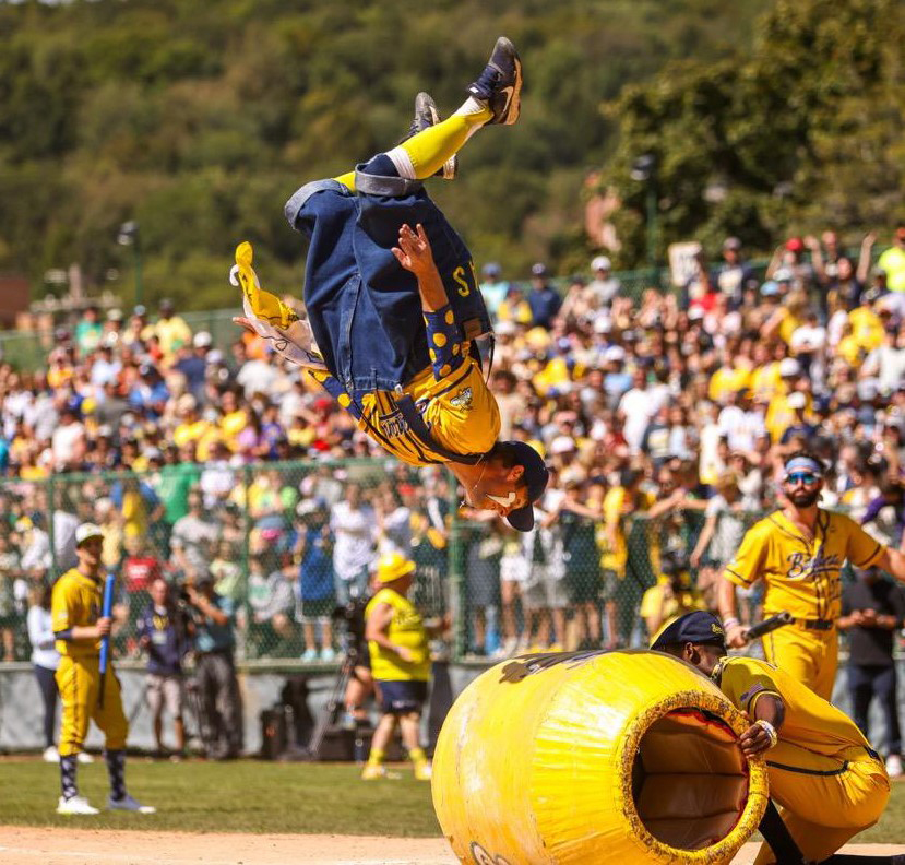 The Savannah Bananas in action at Doubleday Field. (Parker Fish/National Baseball Hall of Fame and Museum)