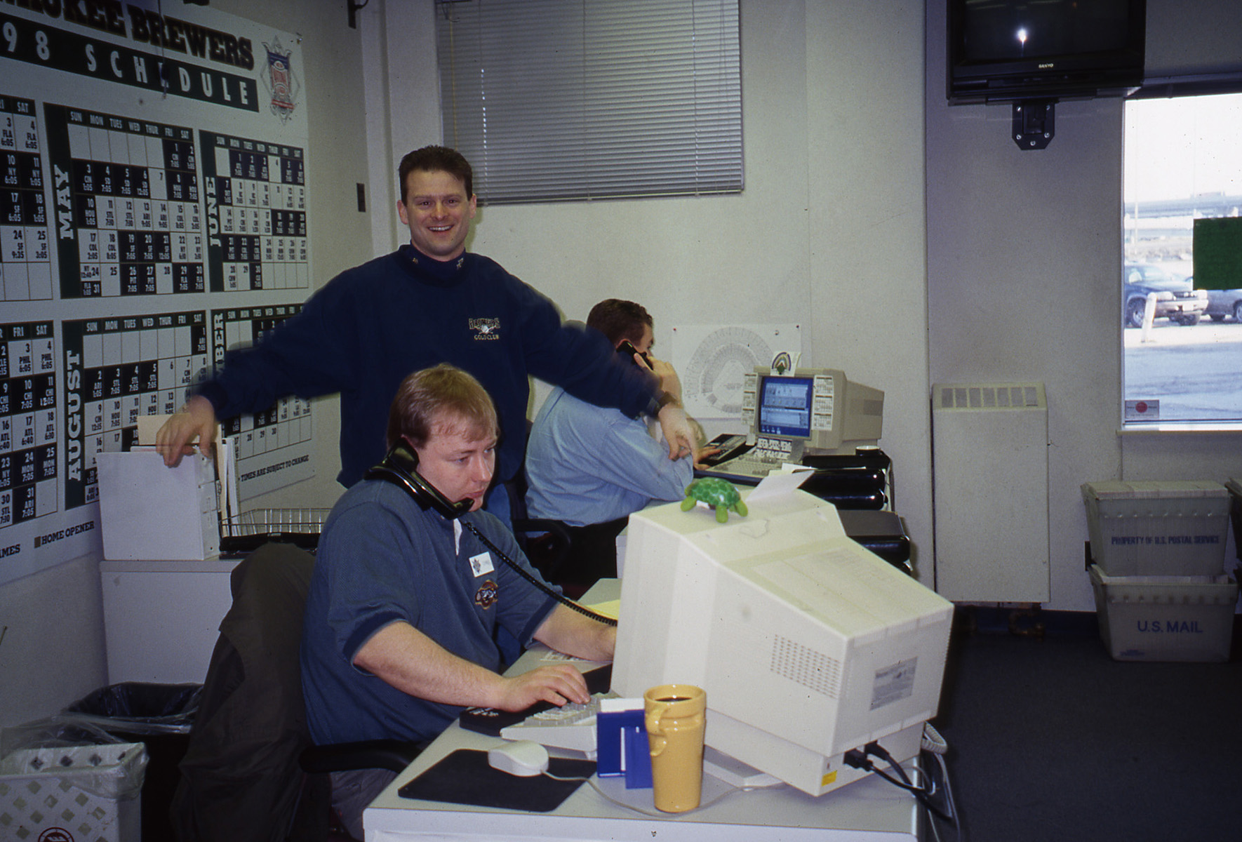 Jim Bathey in the Brewers' ticket office in 1998