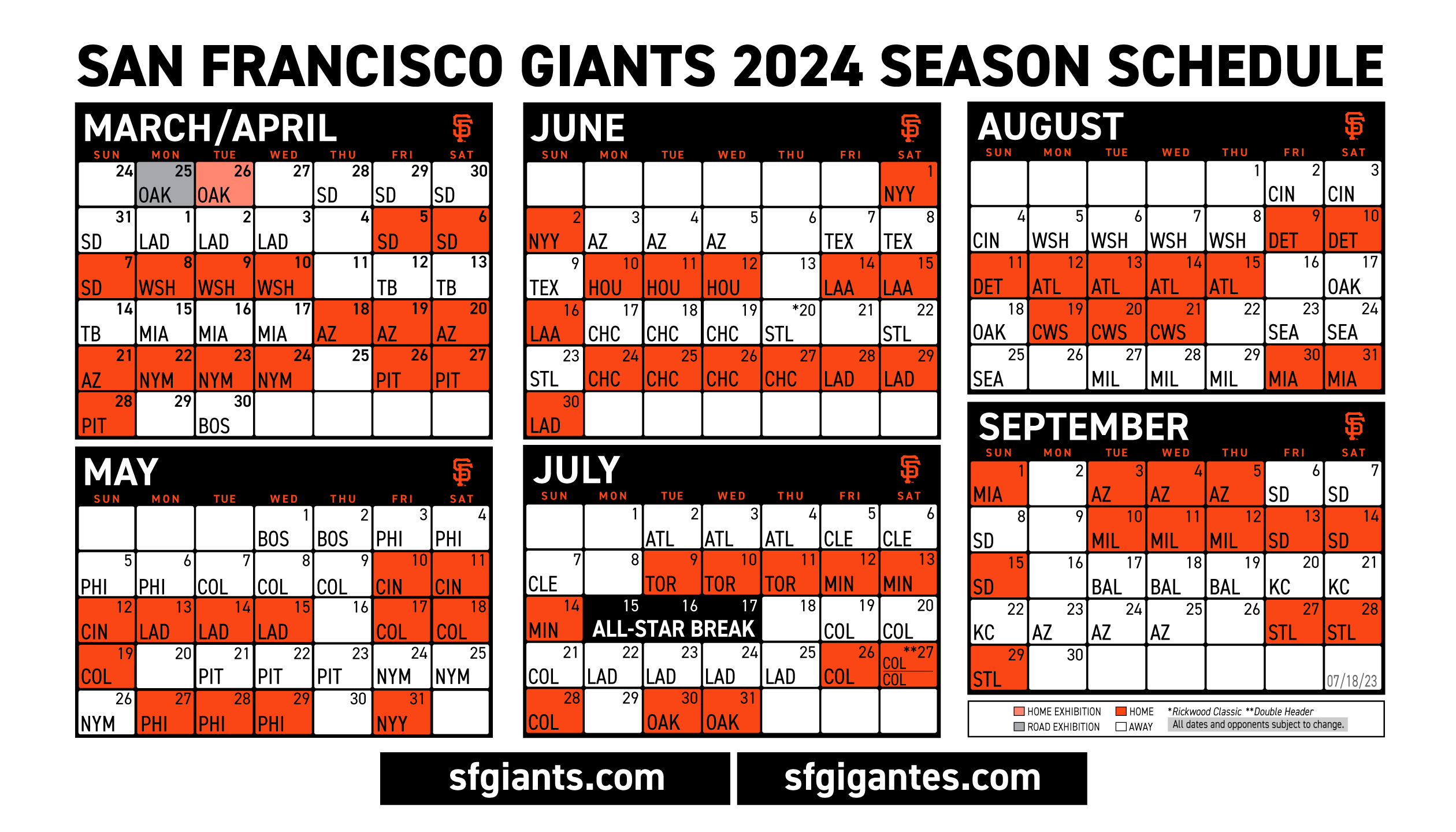 Printable Schedule  San Francisco Giants