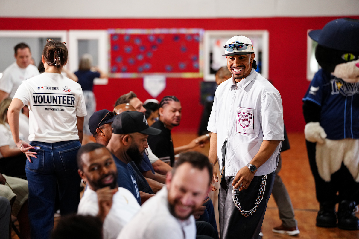 Francisco Lindor at the 2026 World Series Legacy Event at the Boys and Girls Clubs of Greater Tampa Bay's Pinellas Park.