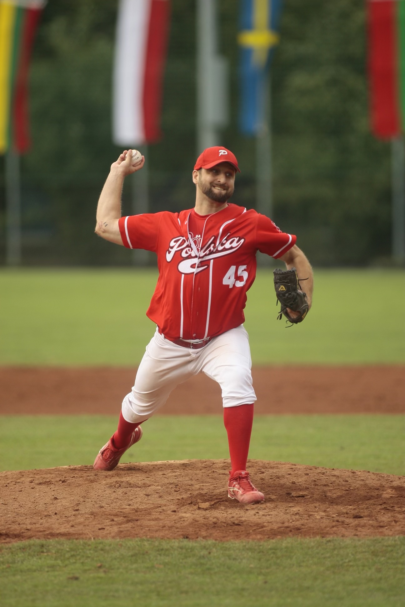 John Dobkowski pitches for Poland. Courtesy John Dobkowski.