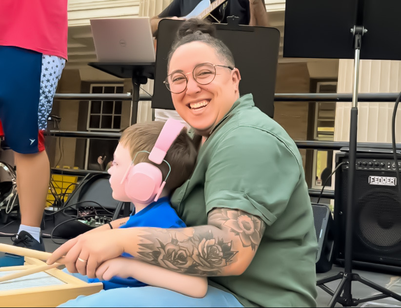 Shana Pistilli with her student Alastor Thomas.