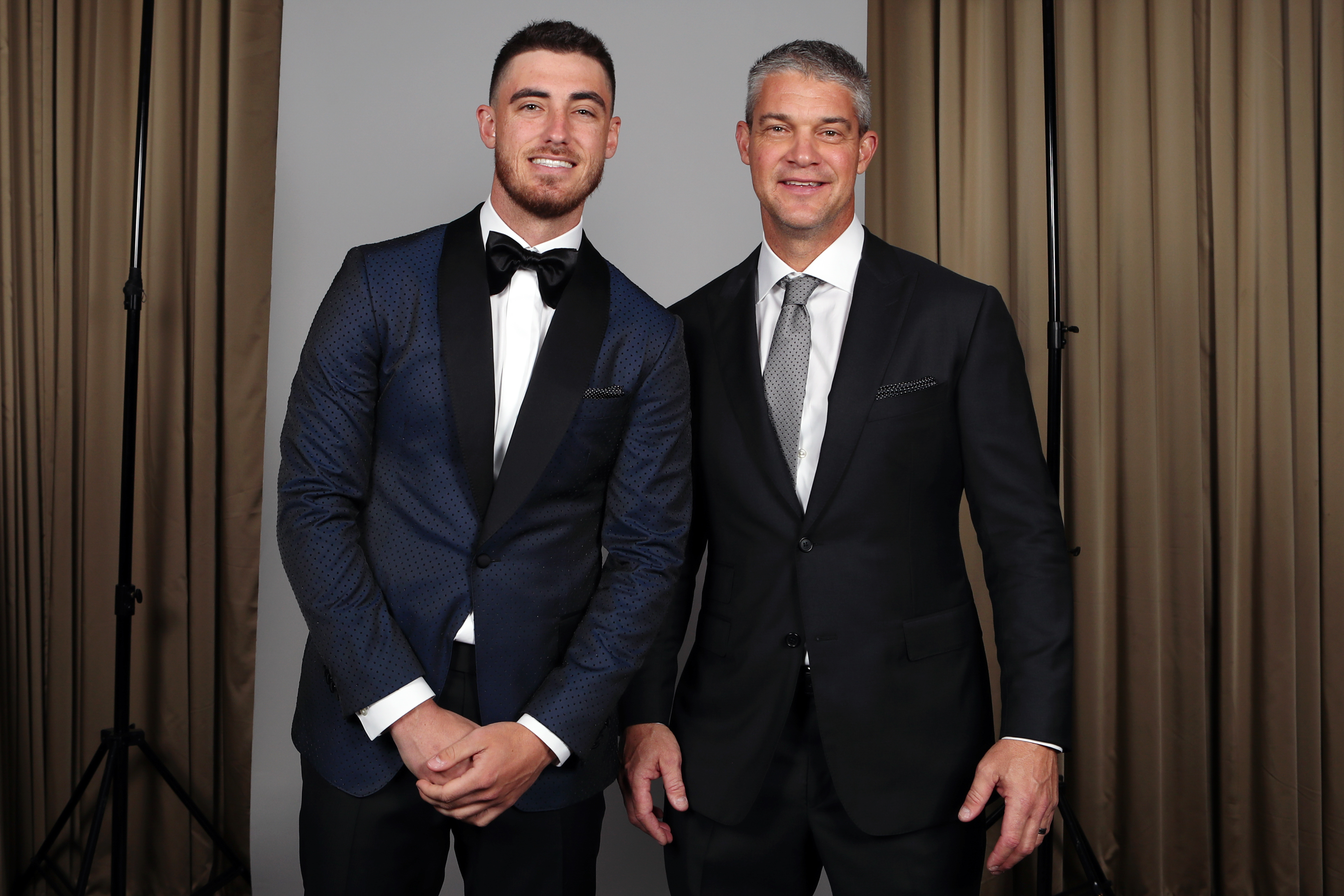 Unlike his MVP-winning son, Clay Bellinger (right) was more of a role player throughout his four big league seasons. But with the ability to play all over the field, Clay was a valuable contributor on two World Series-winning teams. (Photo Credit: MLB Photos via Getty Images)