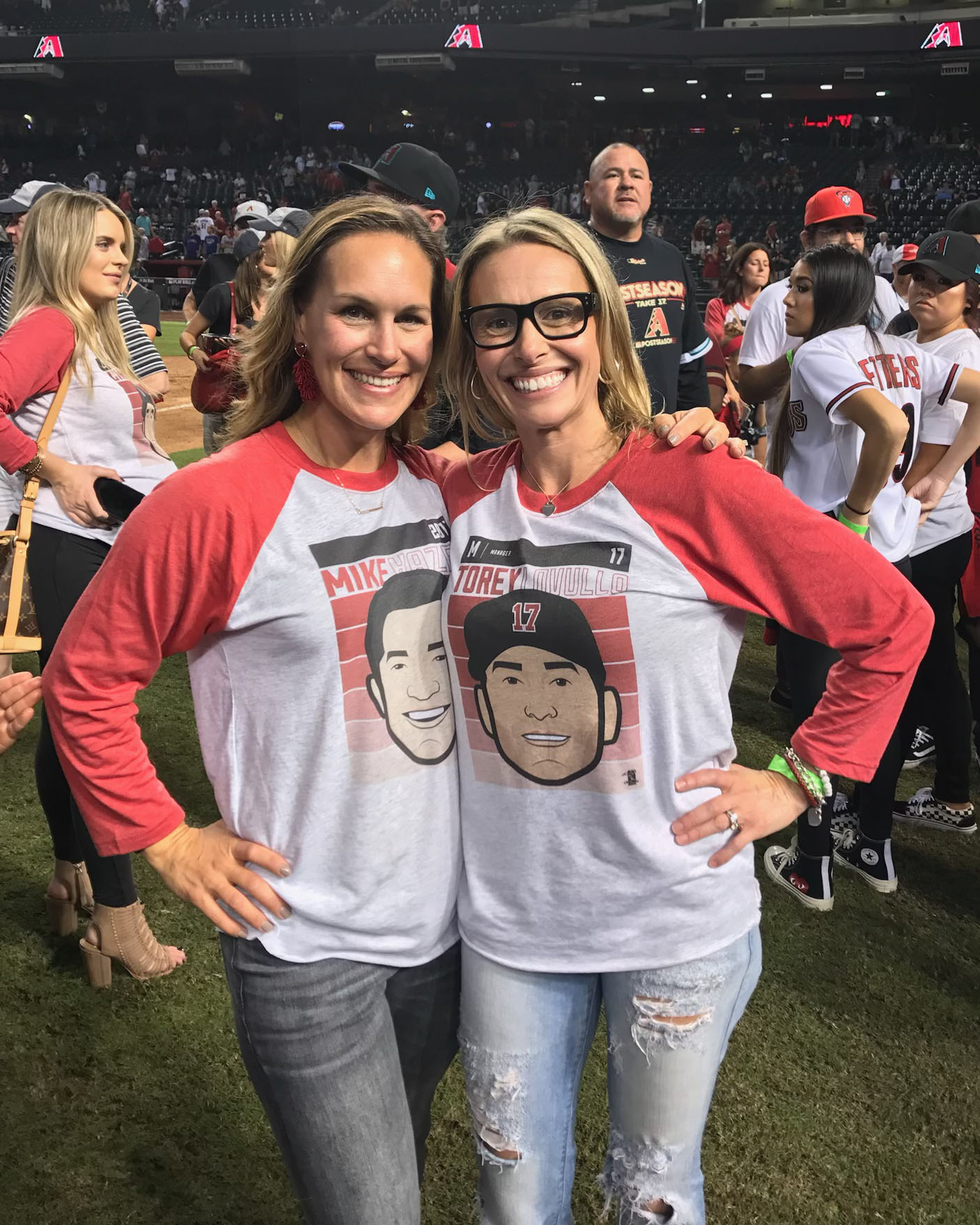 Nicole Hazen and Kristen Lovullo pose for a photo together at Chase Field. (Credit: Hazen family)