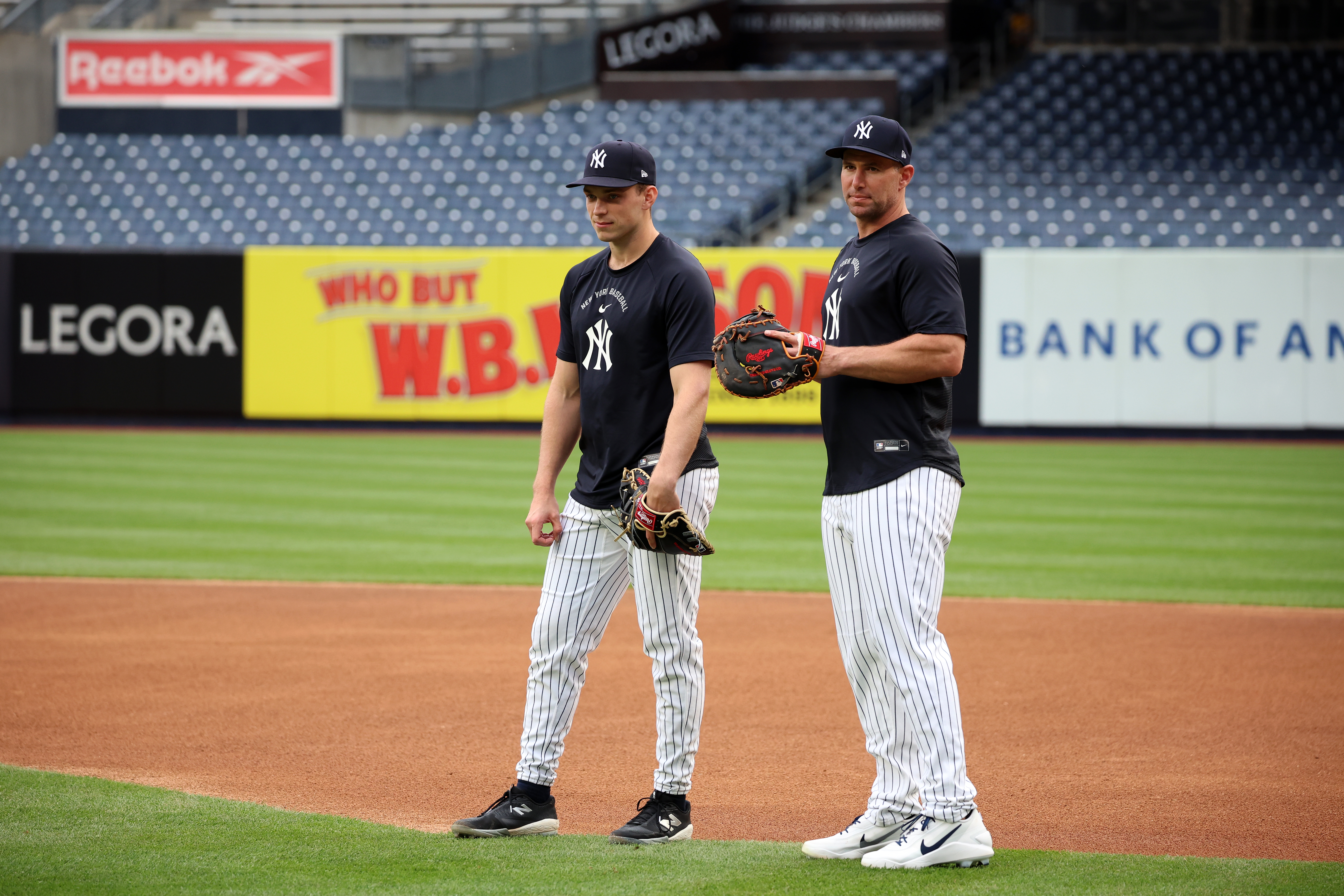 For Goldschmidt, among the many draws of returning to the Yankees this season was the opportunity to work with young players such as Rice (left) and share the knowledge he has gained over the course of more than 2,000 big league games. It would also give him another shot at the World Series championship that has thus far eluded him. “That’s what we all play for,” Goldschmidt says. “And this team has a chance to do it.” (Photo Credit: New York Yankees)