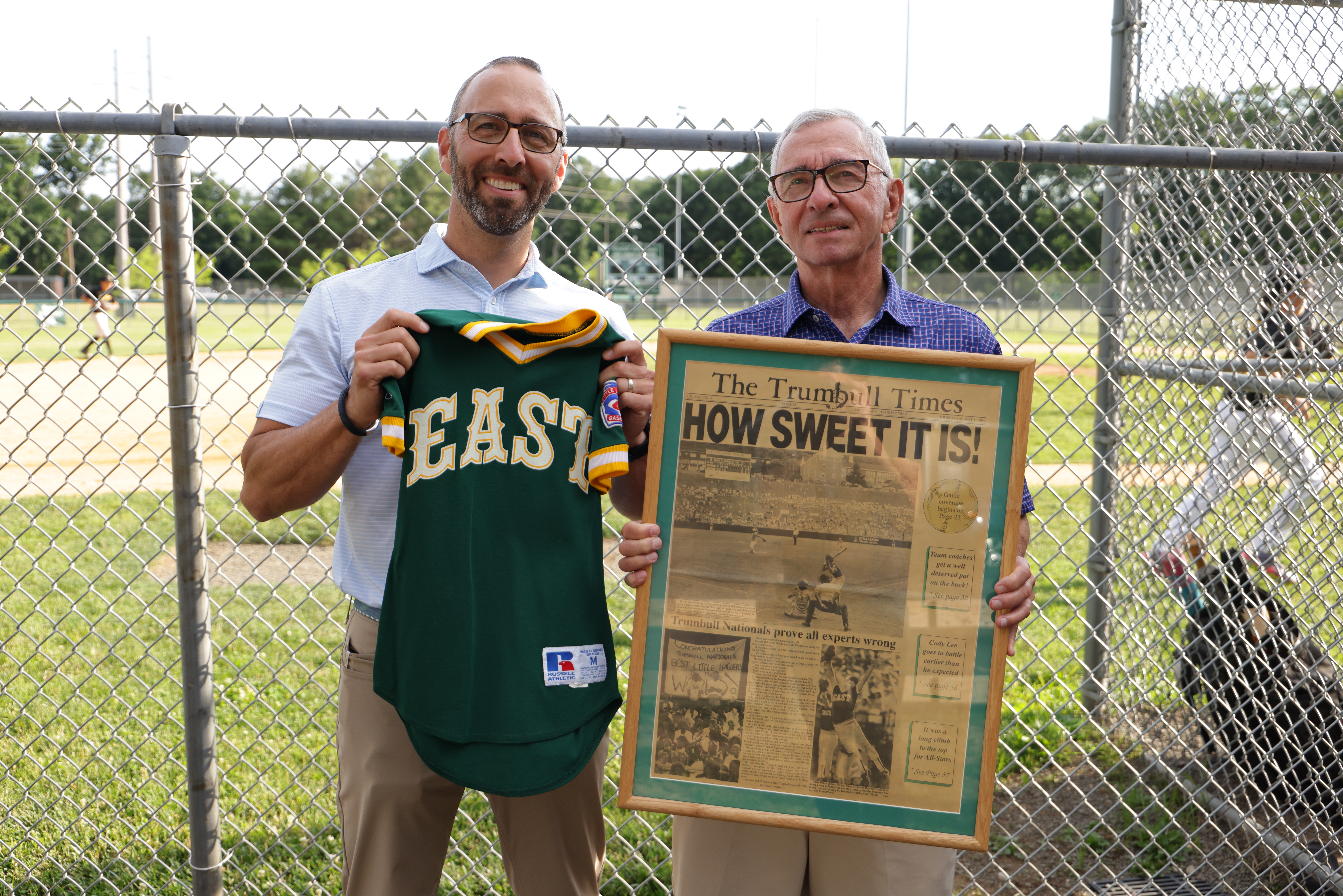 Dave (former player) and Tom Galla (former coach) of Trumbull Little League