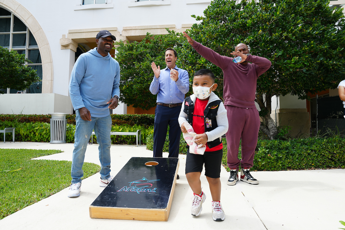 MLB representatives played cornhole with the kids at Alex's Place.
