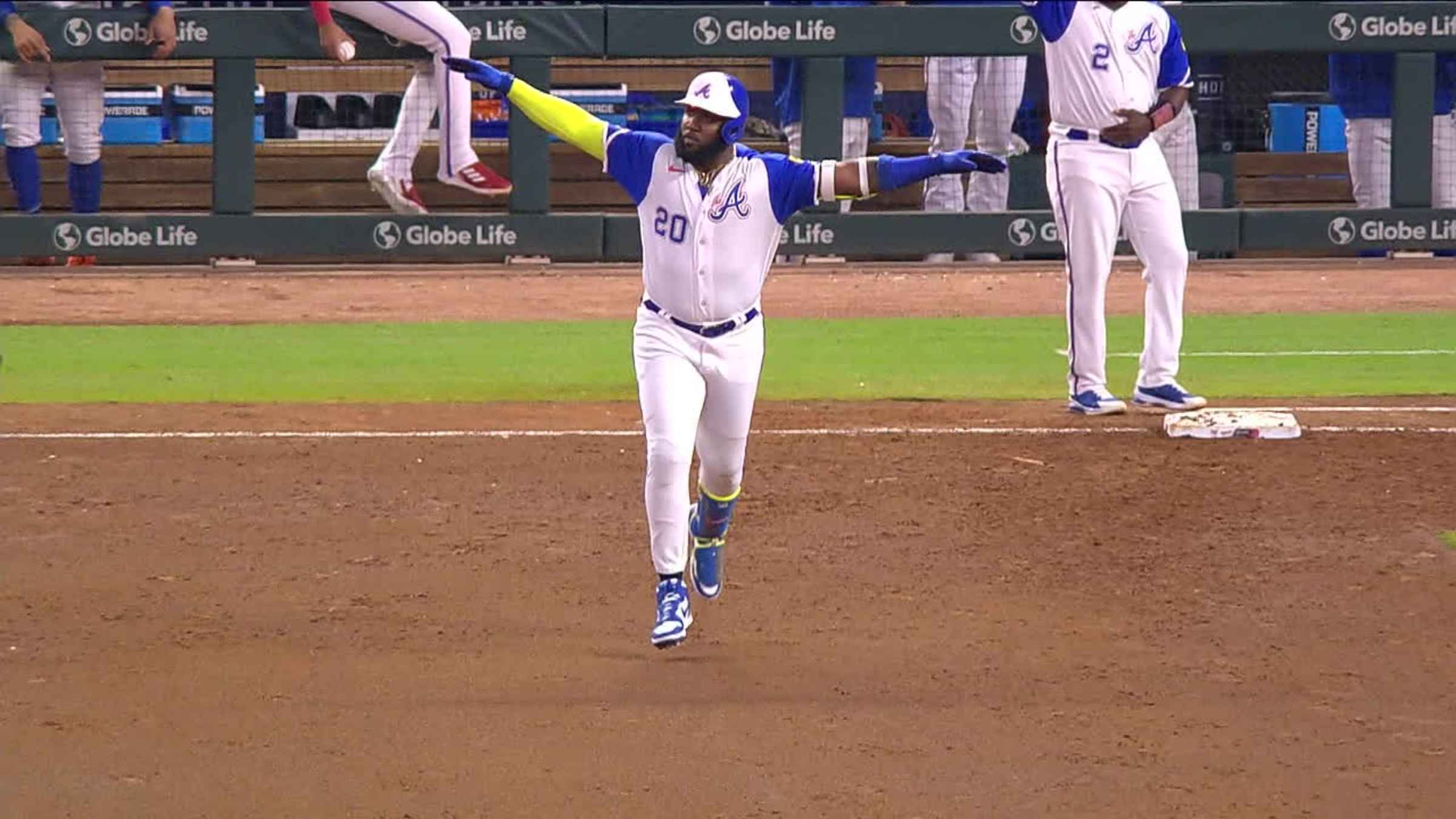 Marcell Ozuna triples (1) on a sharp fly ball to center fielder Jacob  Young., 09/30/2023