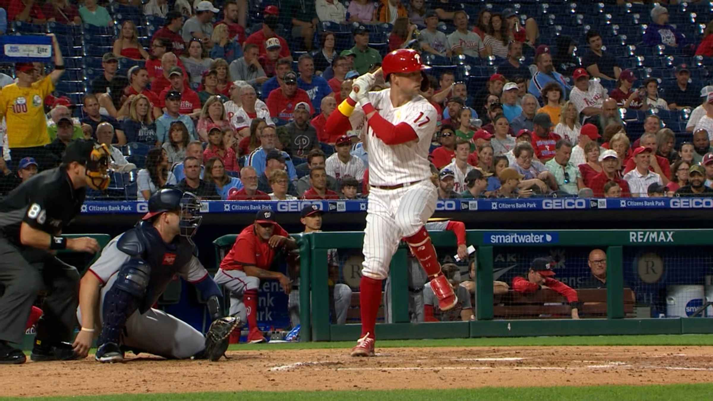 Rhys Hoskins hits homer after almost being drilled, while mic'd! 😱