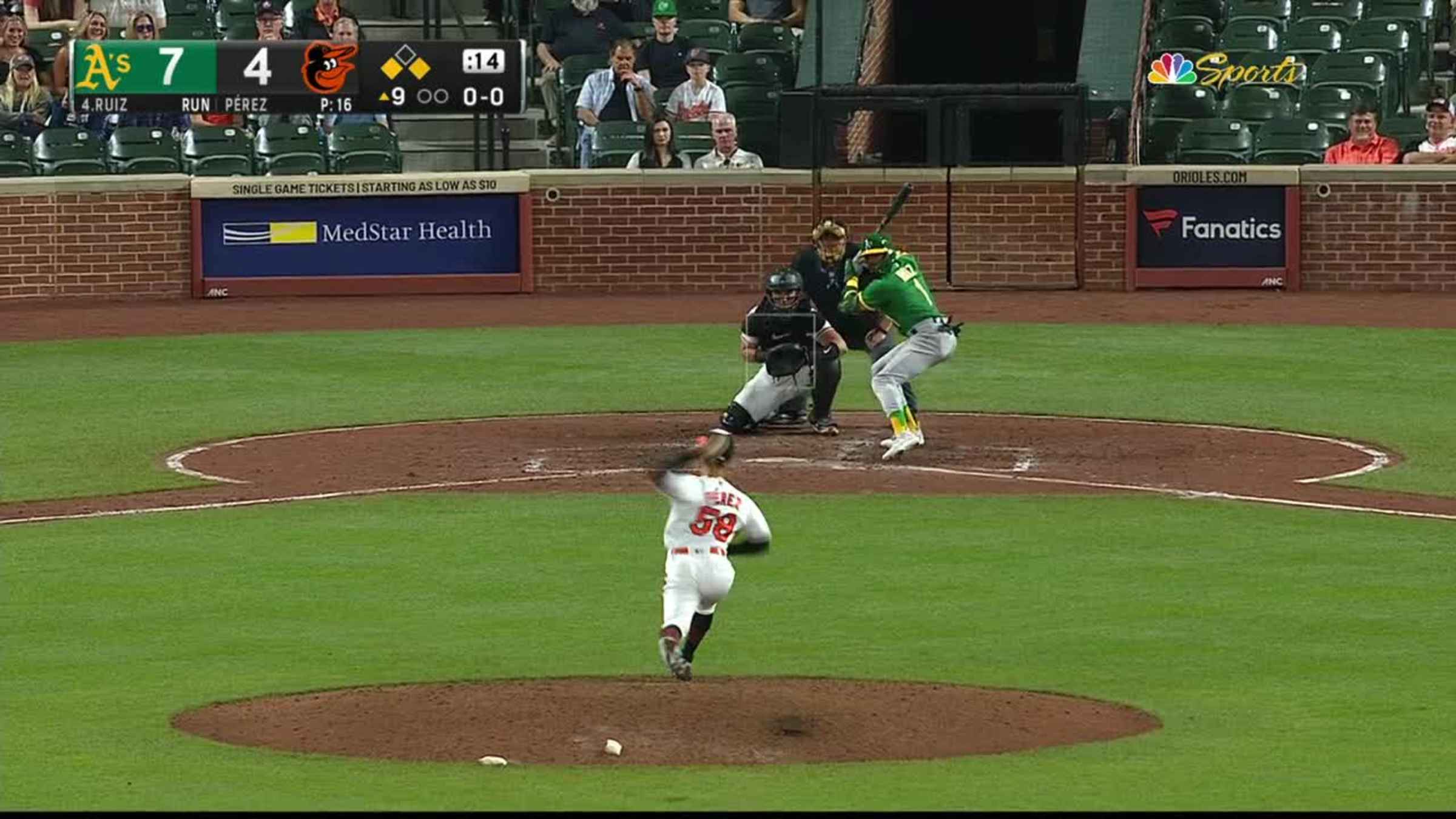 Tony Kemp bunt grounds out, second baseman Gunnar Henderson to