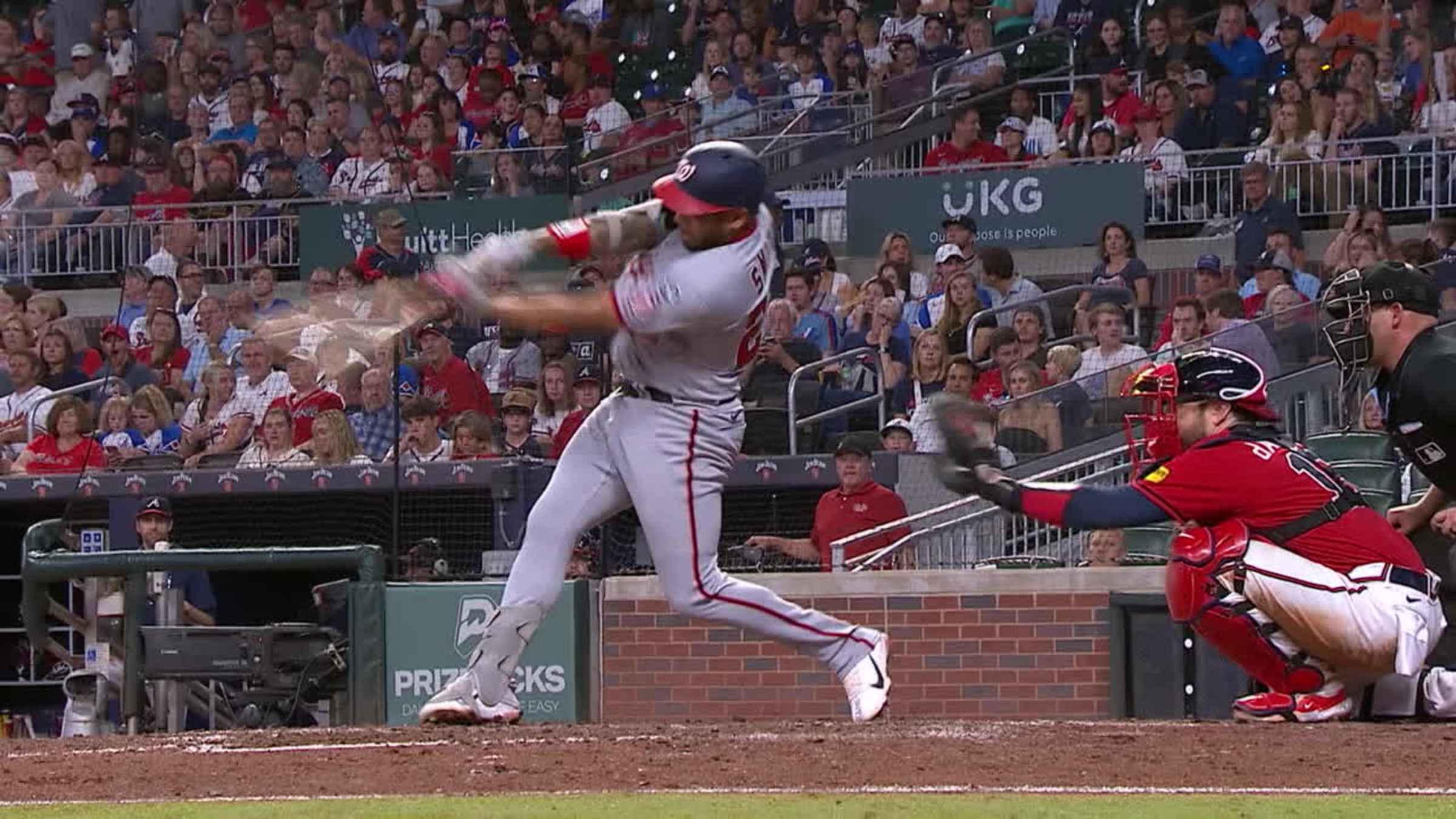 Marcell Ozuna triples (1) on a sharp fly ball to center fielder Jacob  Young., 09/30/2023