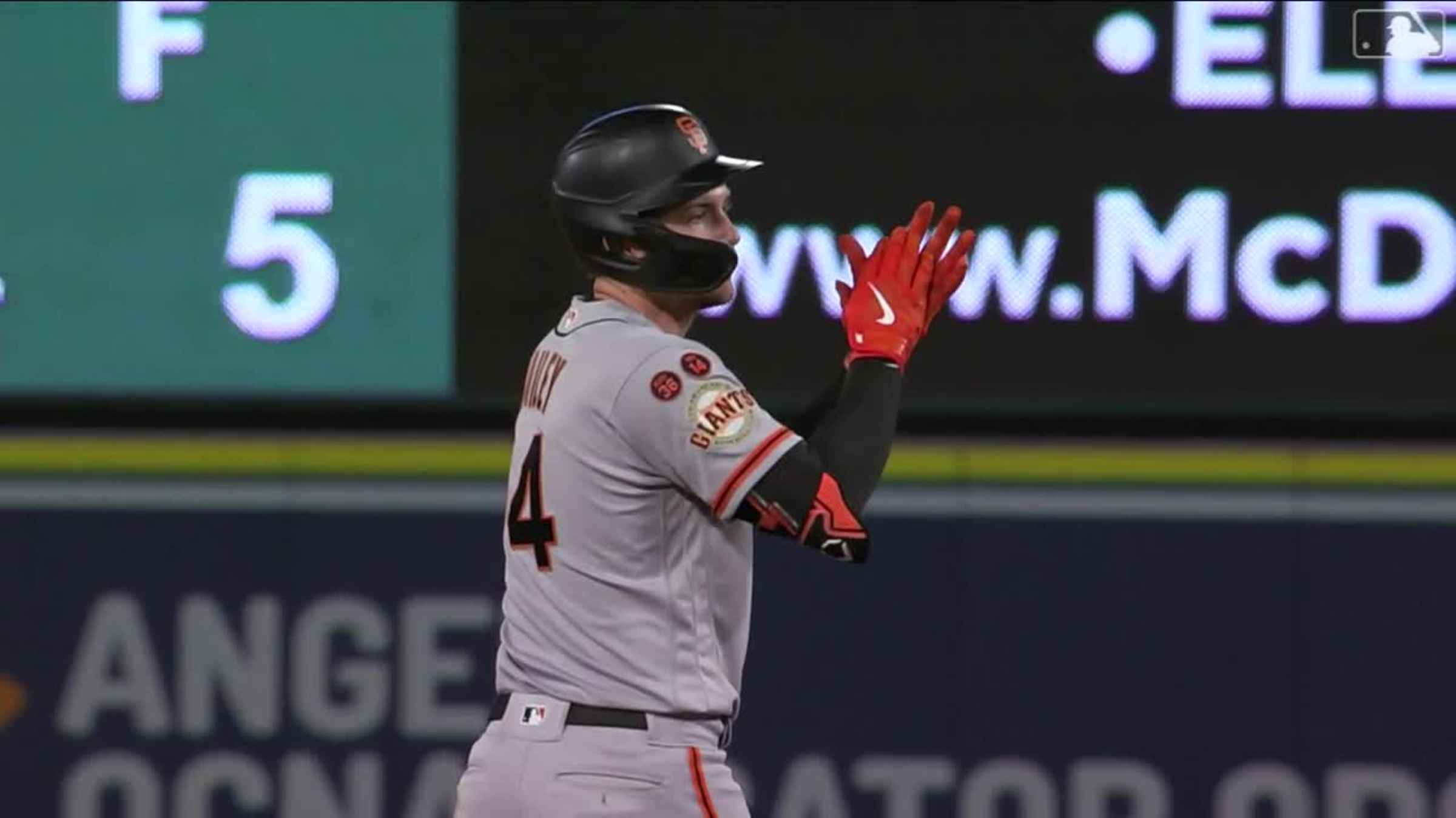 ANAHEIM, CA - AUGUST 08: The Cruise patch on the San Francisco Giants  uniform during the MLB game between the San Francisco Giants and the Los  Angeles Angels of Anaheim on August