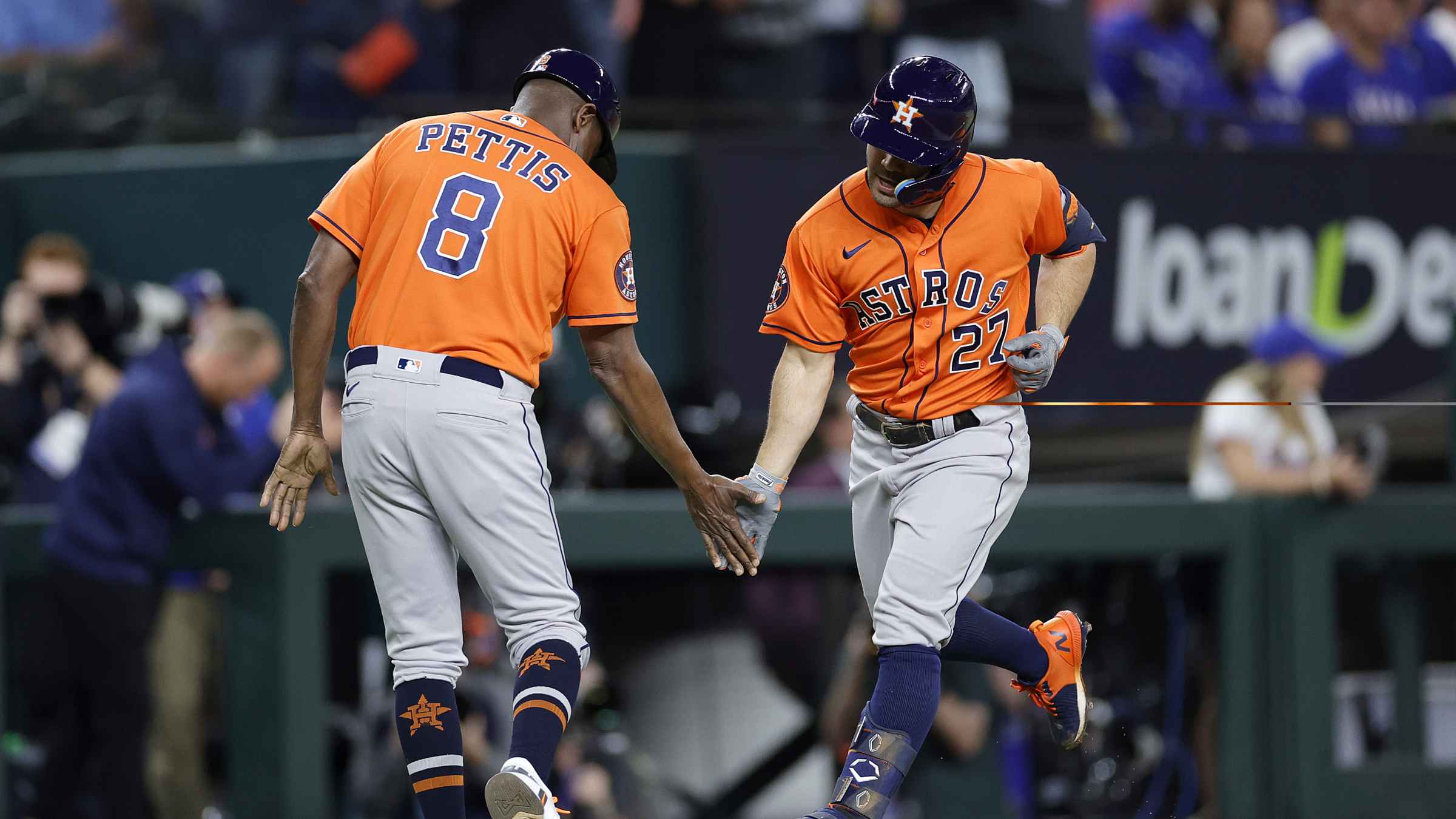 Texas Rangers center fielder Leody Taveras (3) batting during the MLB game  between the Texas Ranges and the Houston Astros on Friday, April 14, 2023 a  Stock Photo - Alamy