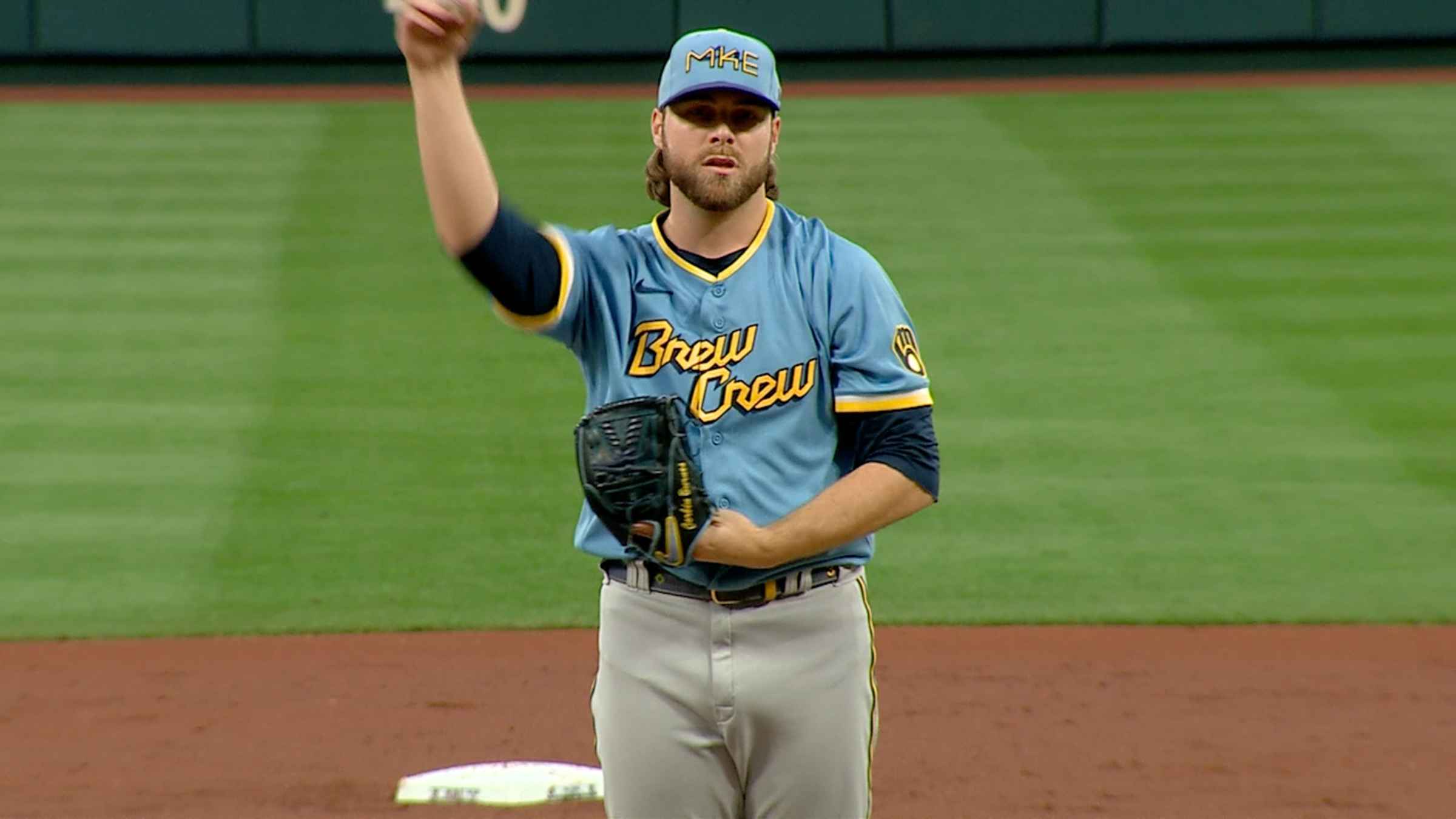 Corbin Burnes walks five batters vs. Pirates