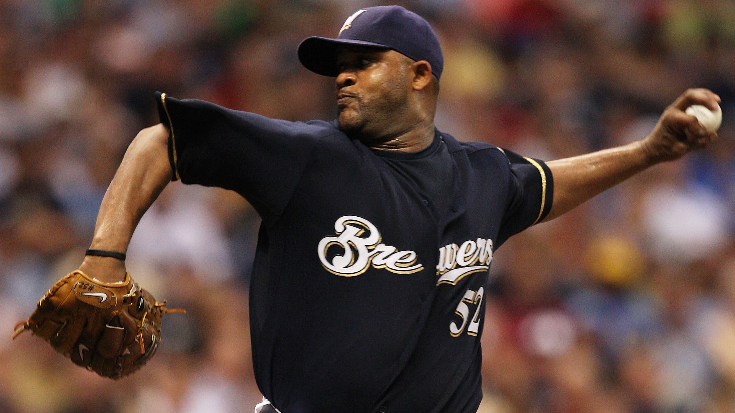 CC Sabathia pitching for the Brewers in 2008