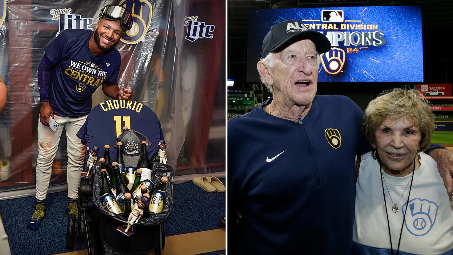 The Brewers set up a stroller for Jackson Chourio, and Bob Uecker celebrated another division title