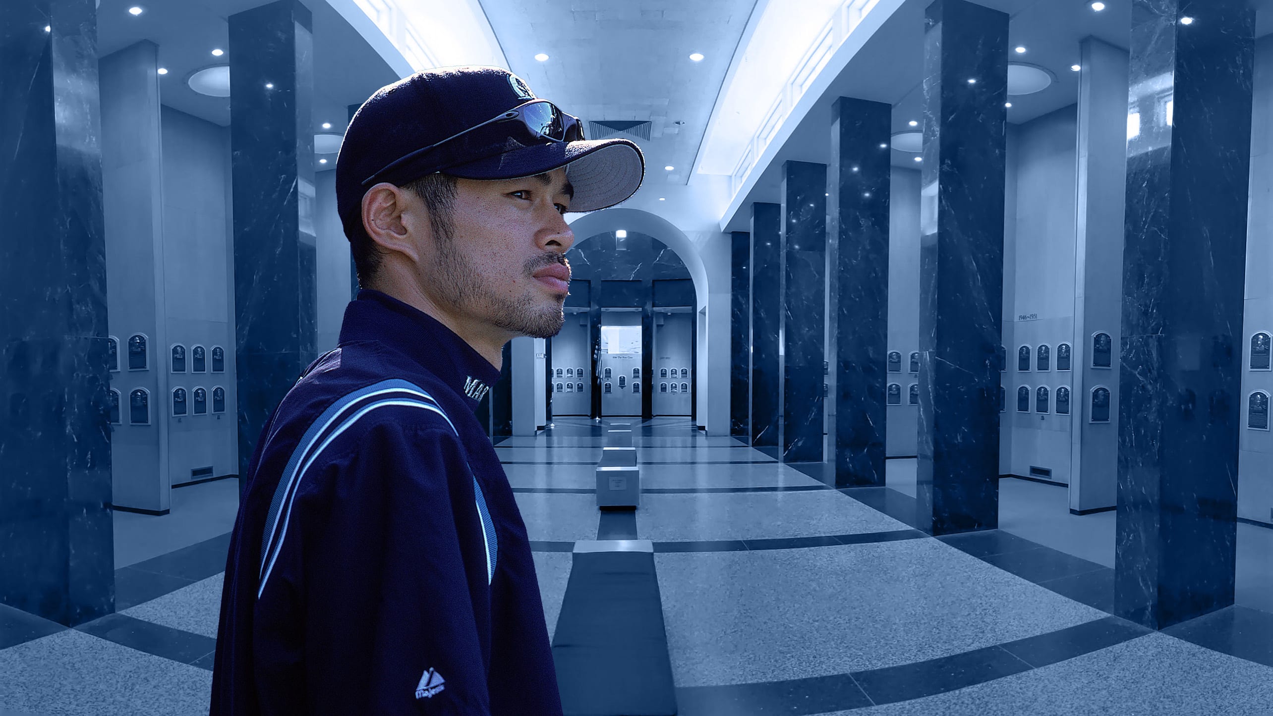 A photo illustration of Ichiro Suzuki in the Hall of Fame's Plaque Gallery 