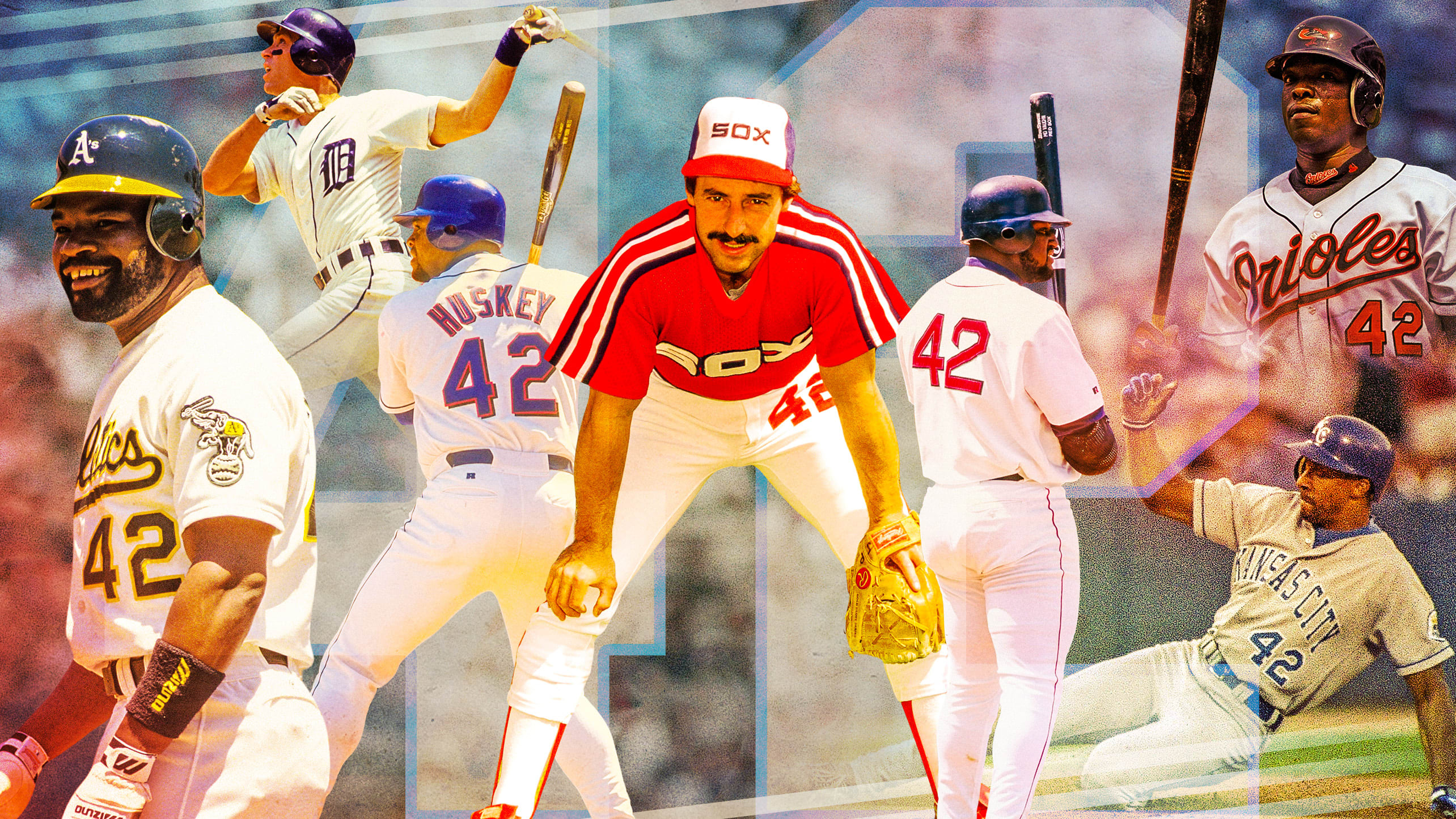 Dave Henderson, Alan Trammell, Butch Huskey, Jack Perconte, Mo Vaughn, Tom Goodwin and Lenny Webster