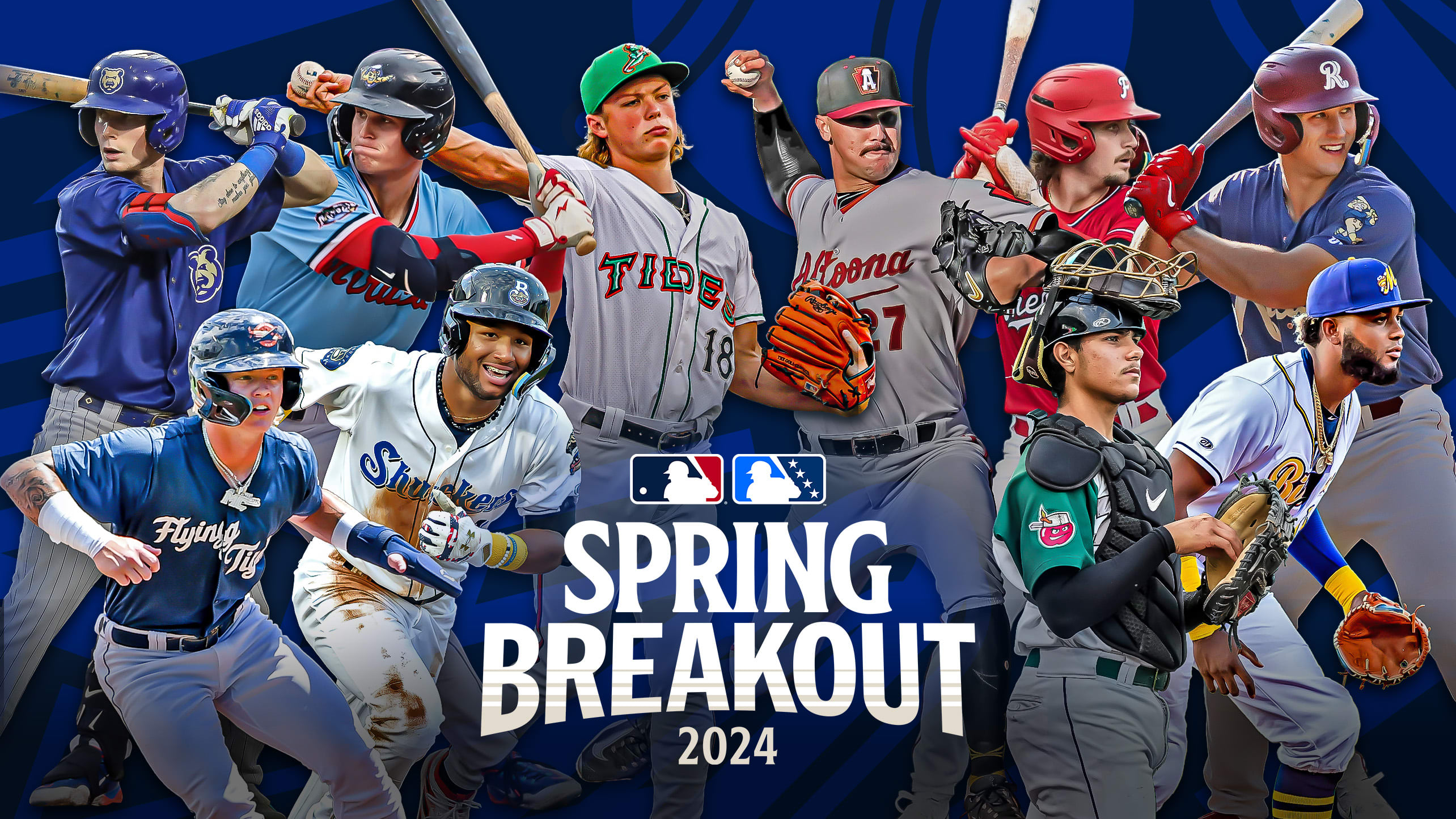 A collage of prospects with the Spring Breakout logo