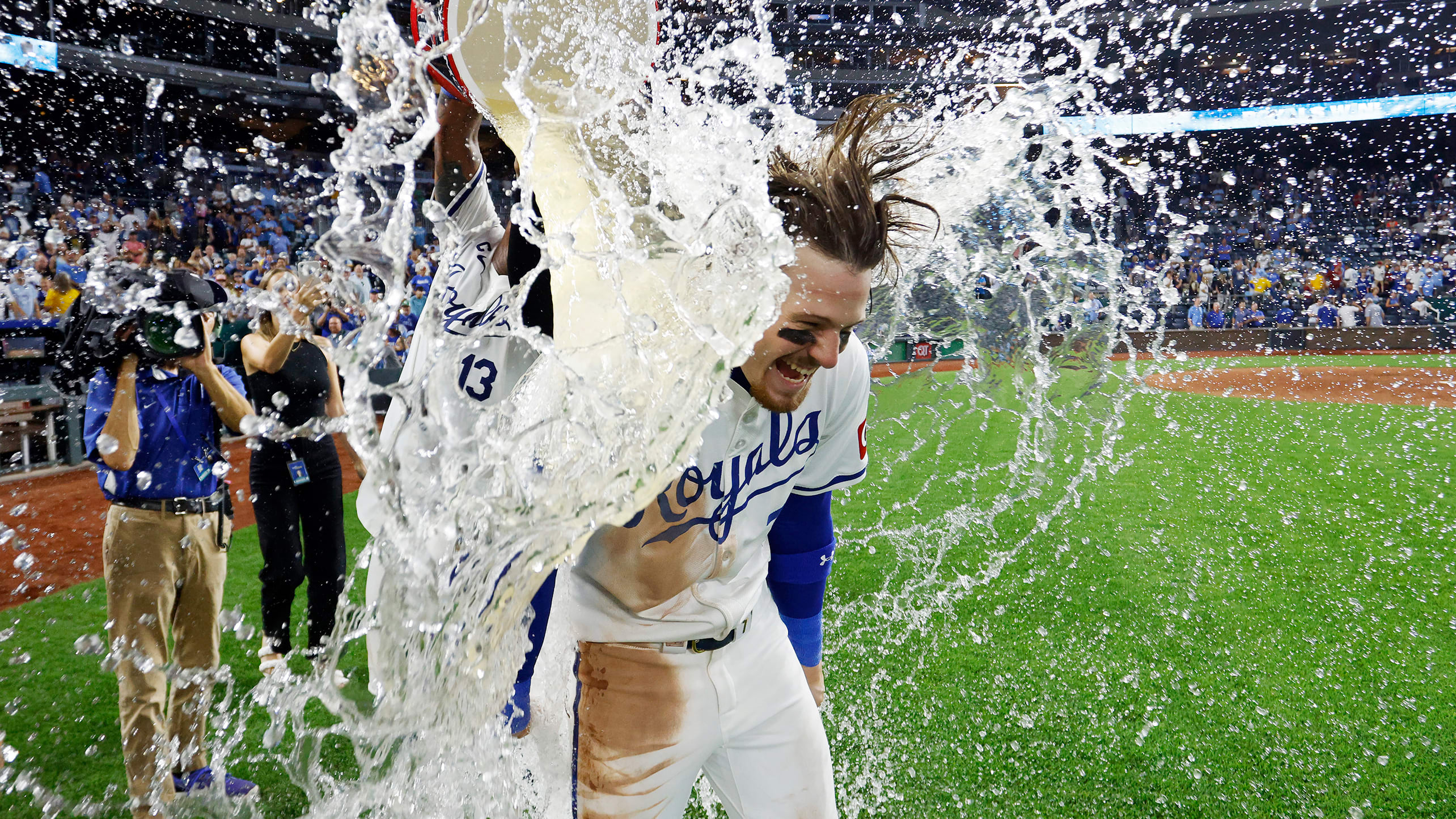 Bobby Witt Jr. is doused after his big game