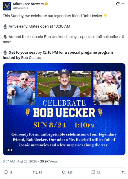 Bob Uecker celebration of life
