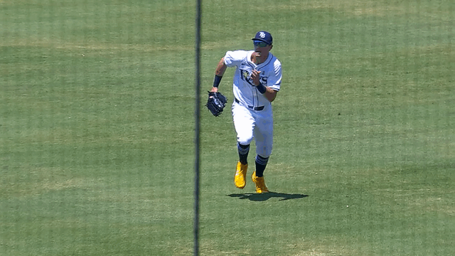 An animated gif of Kameron Misner making a diving catch in the outfield