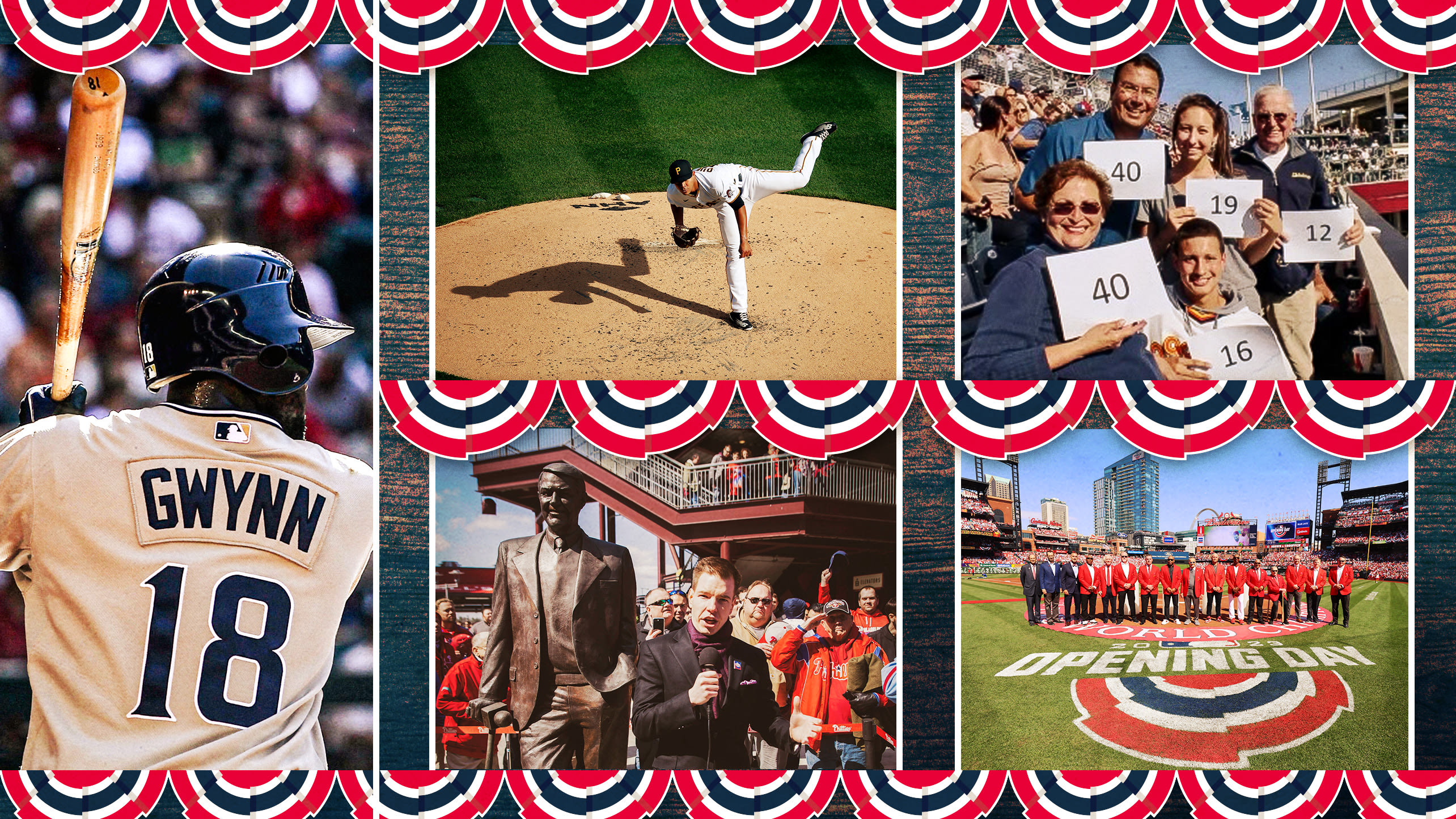 A collage of MLB Opening Day traditions