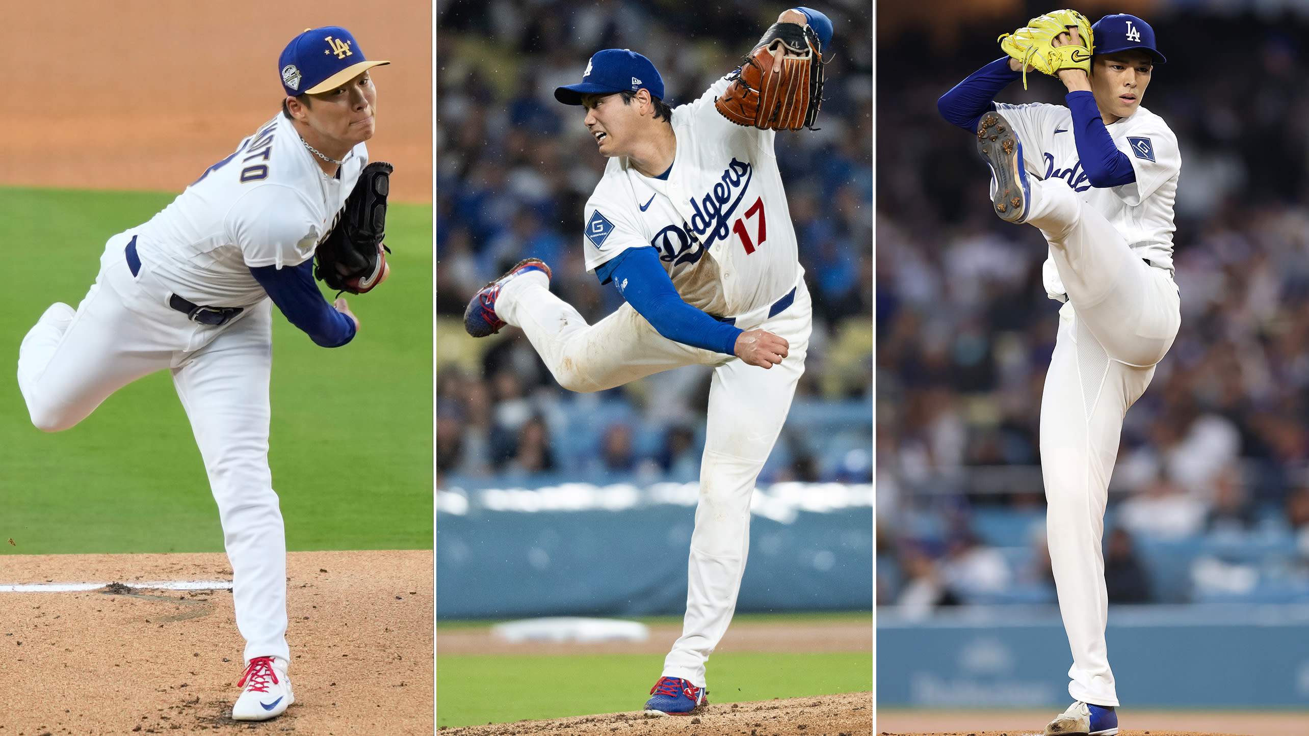 Yoshinobu Yamamoto, Shohei Ohtani and Roki Sasaki