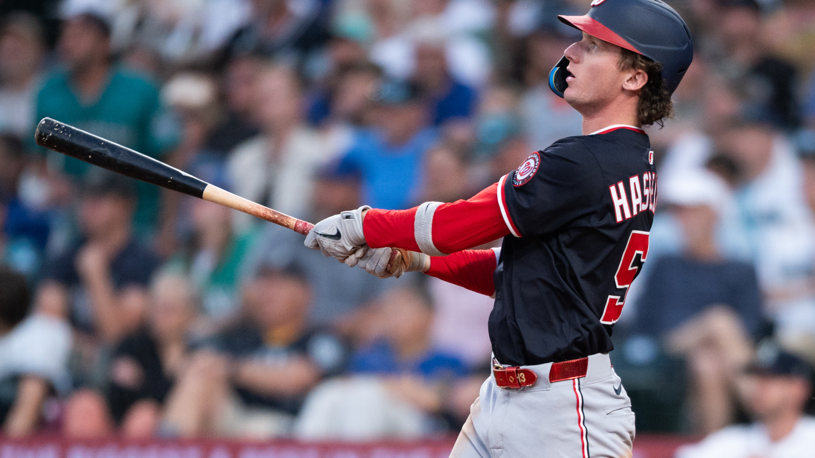 Robert Hassell III hits his first big league home run