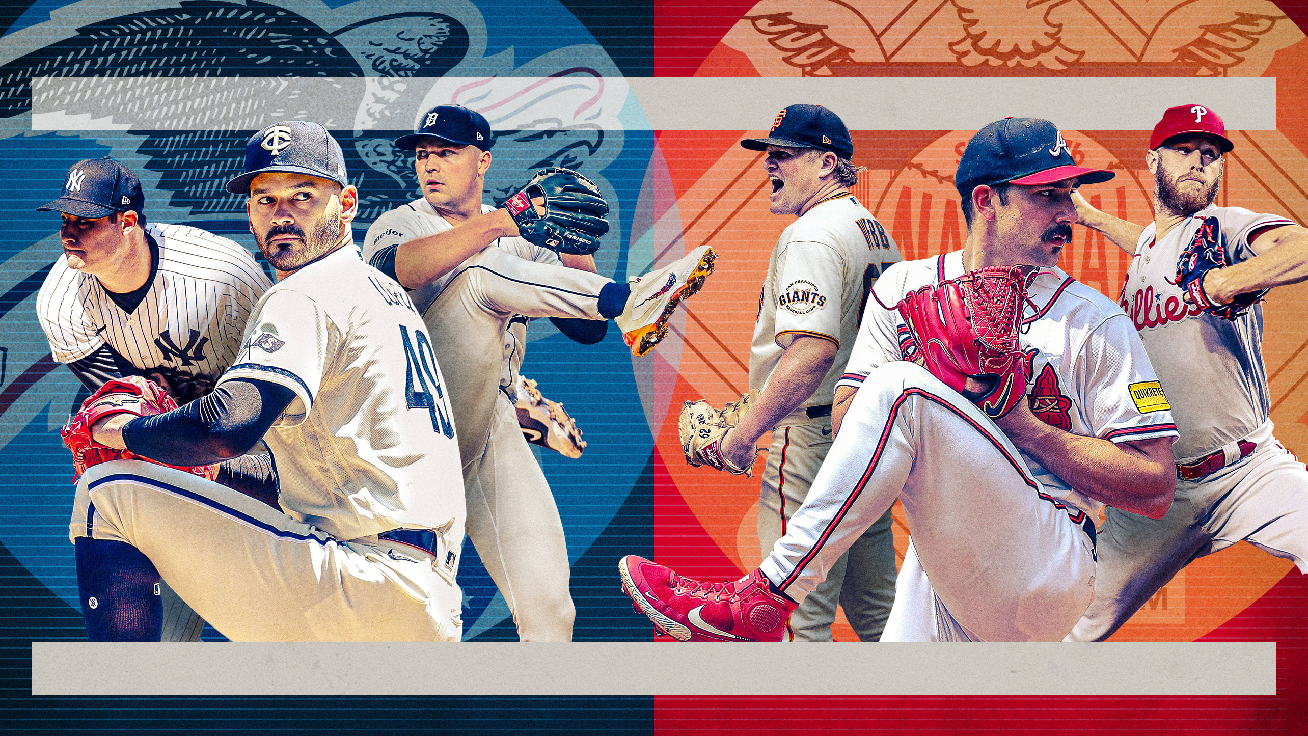 Gerrit Cole, Pablo López, Tarik Skubal, Logan Webb, Spencer Strider and Zack Wheeler