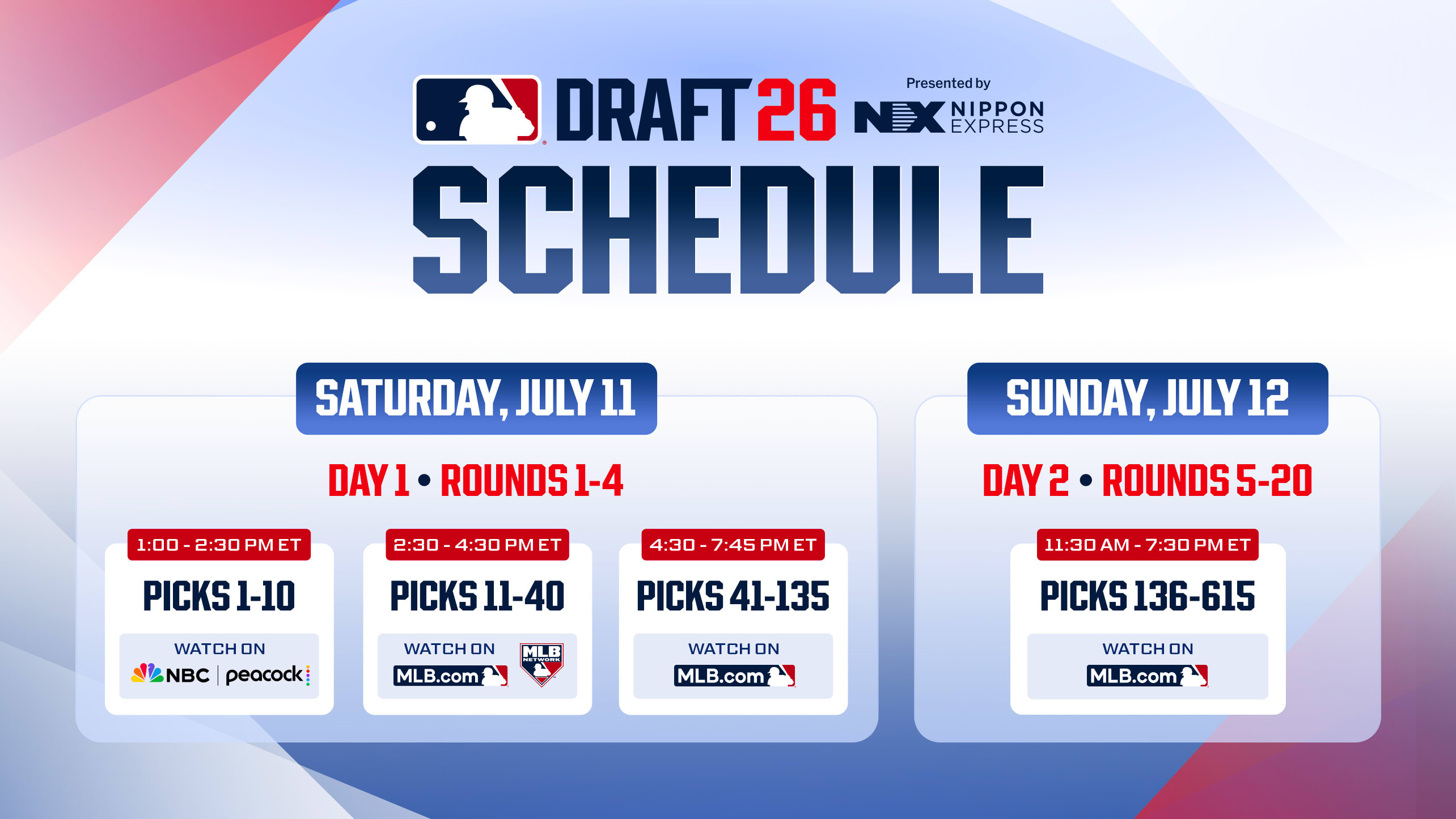 2026 MLB Draft schedule