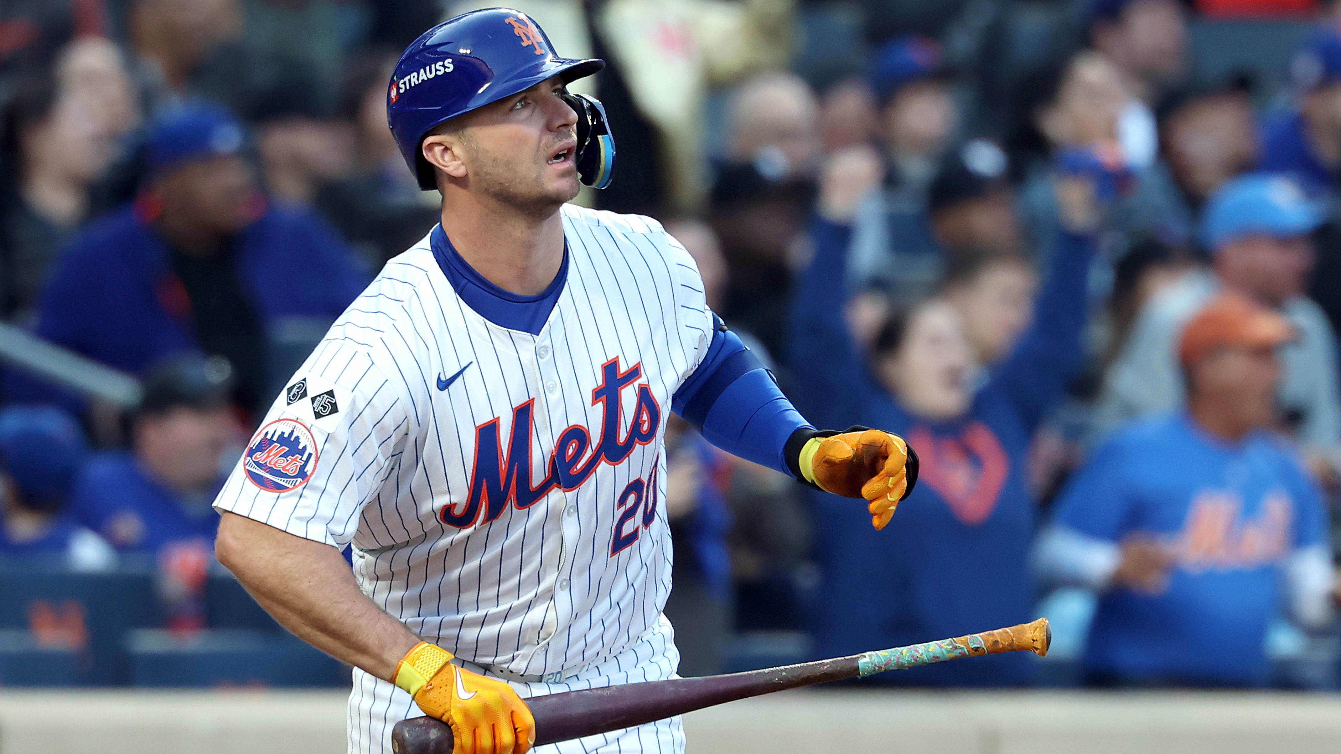 Pete Alonso watches his home run in NLCS Game 5 -- his latest big-moment blast