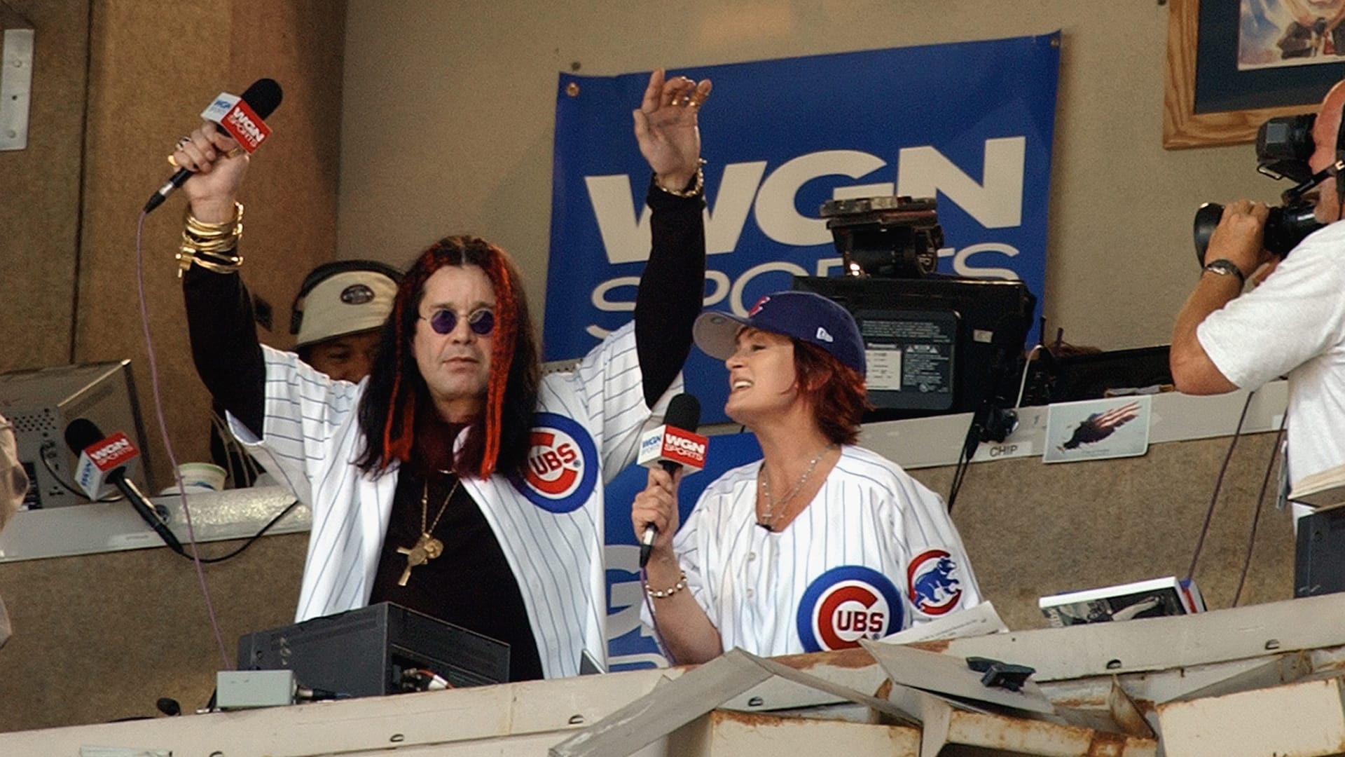 Ozzy Osbourne singing during the seventh-inning stretch at Wrigley Field