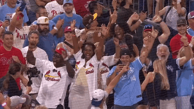 An animated gif of Jordan Walker's family celebrating in the stands