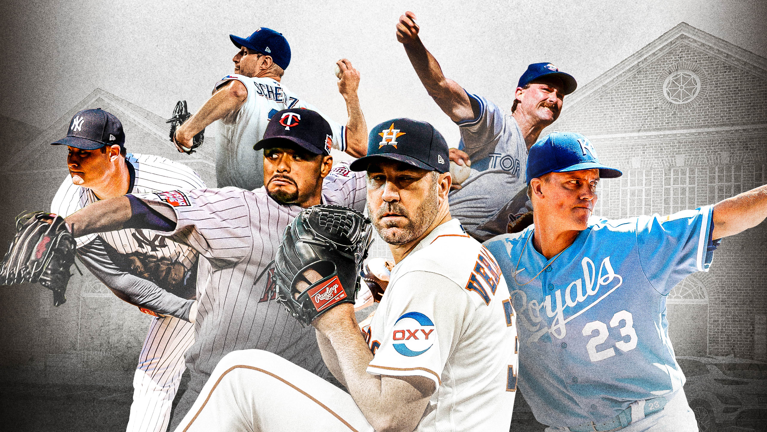 Gerrit Cole, Max Scherzer, Johan Santana, Justin Verlander, Dave Stieb and Zack Greinke