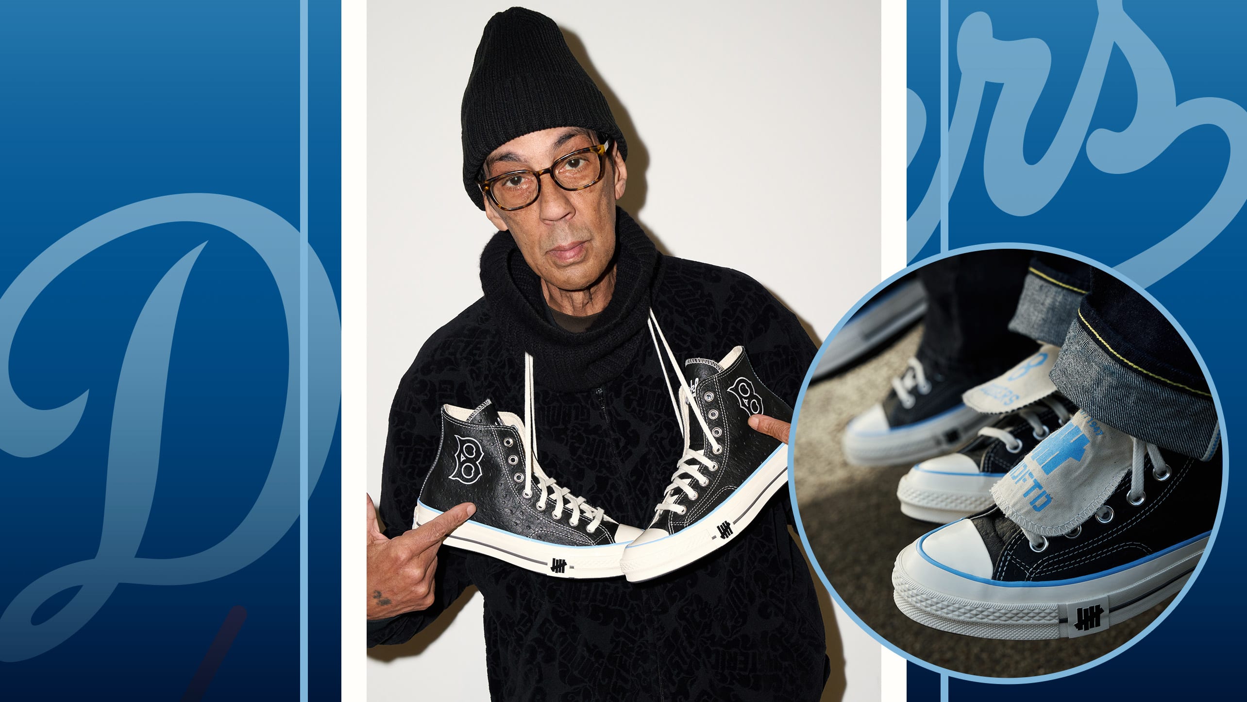 NYC graffiti artist Futura with the Brooklyn Dodgers Converse All-Star