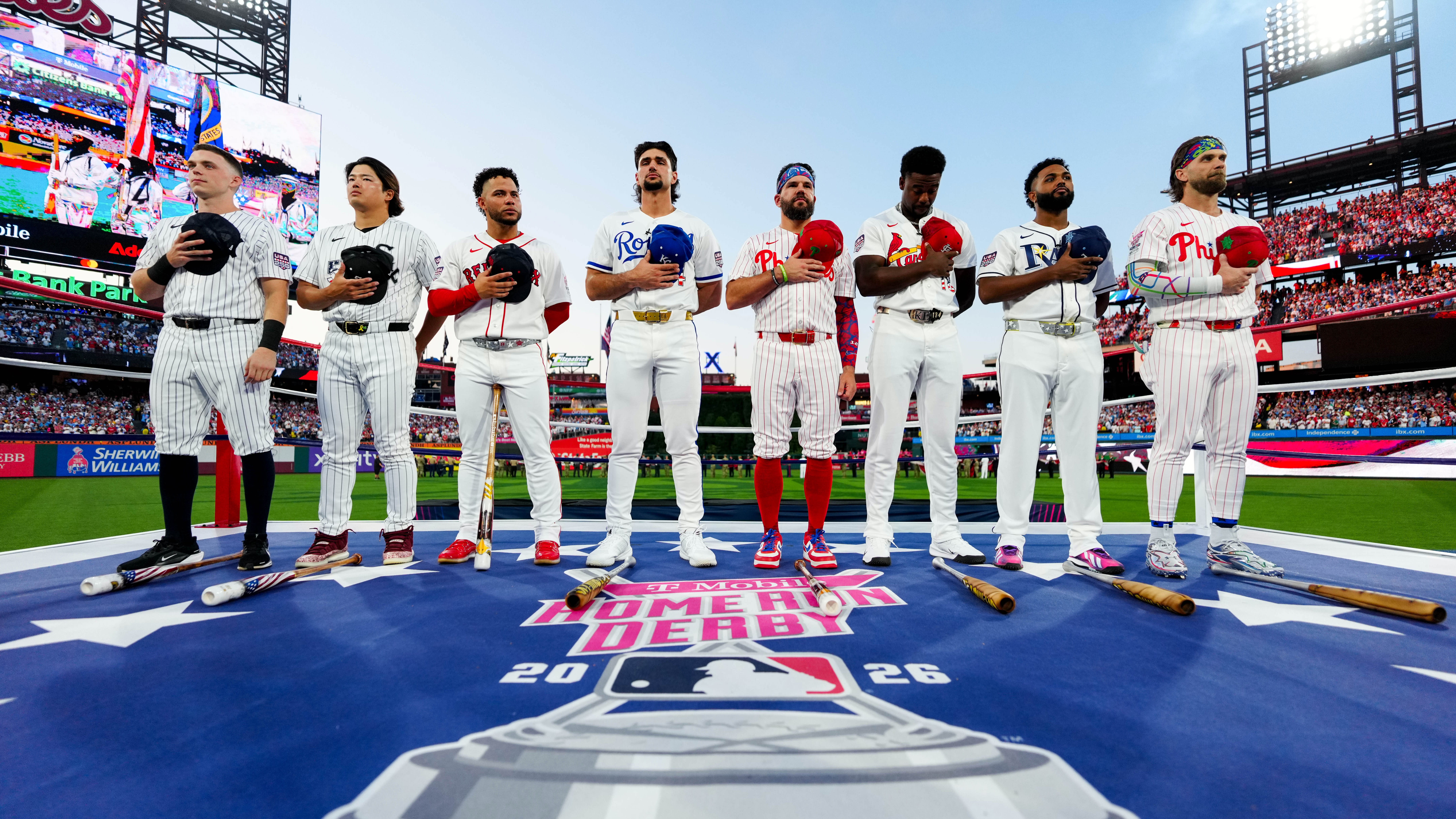 The 8 Home Run Derby contestants line up in Philly
