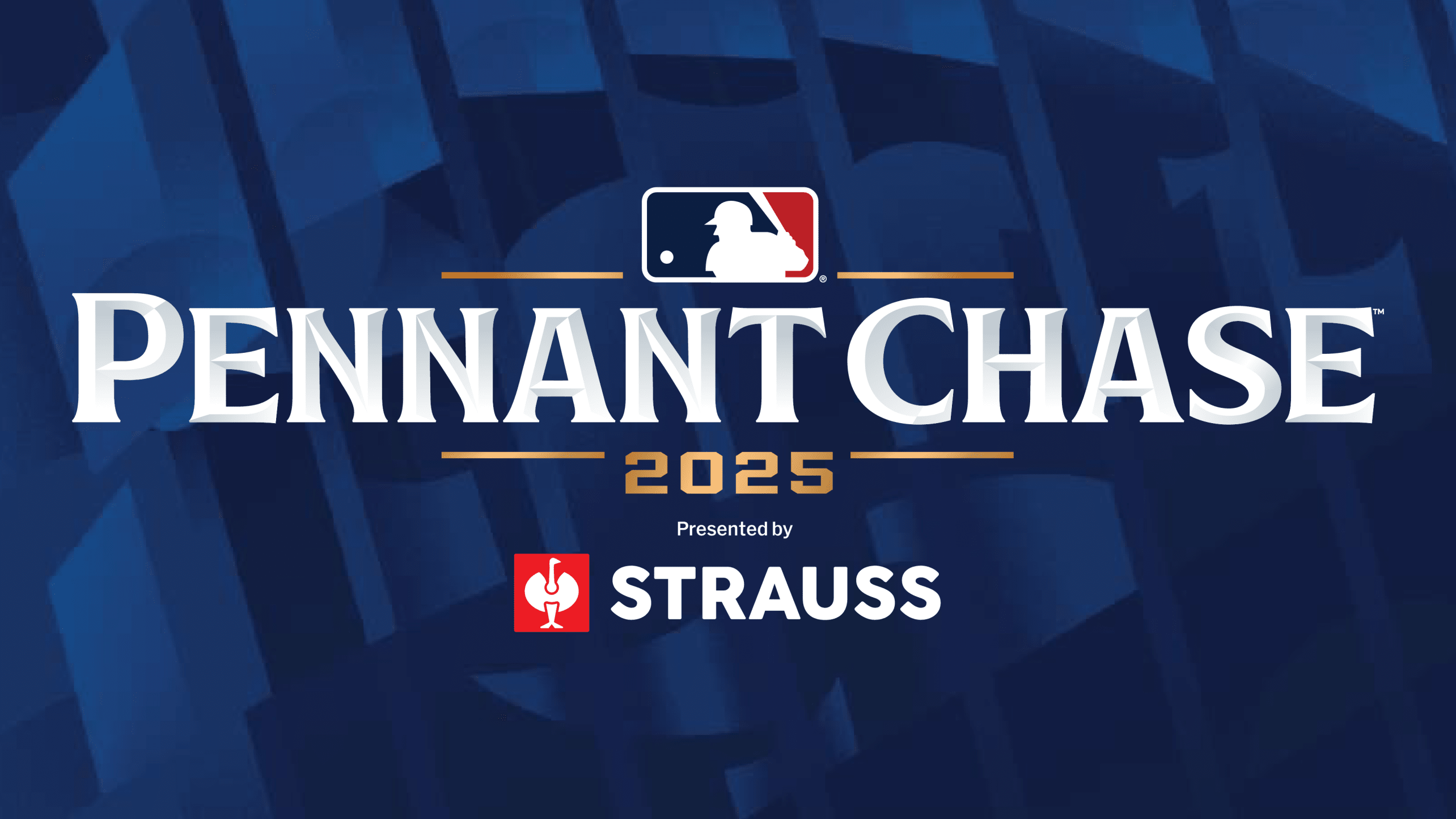 The MLB logo and the text Pennant Chase 2025 Presented by Strauss