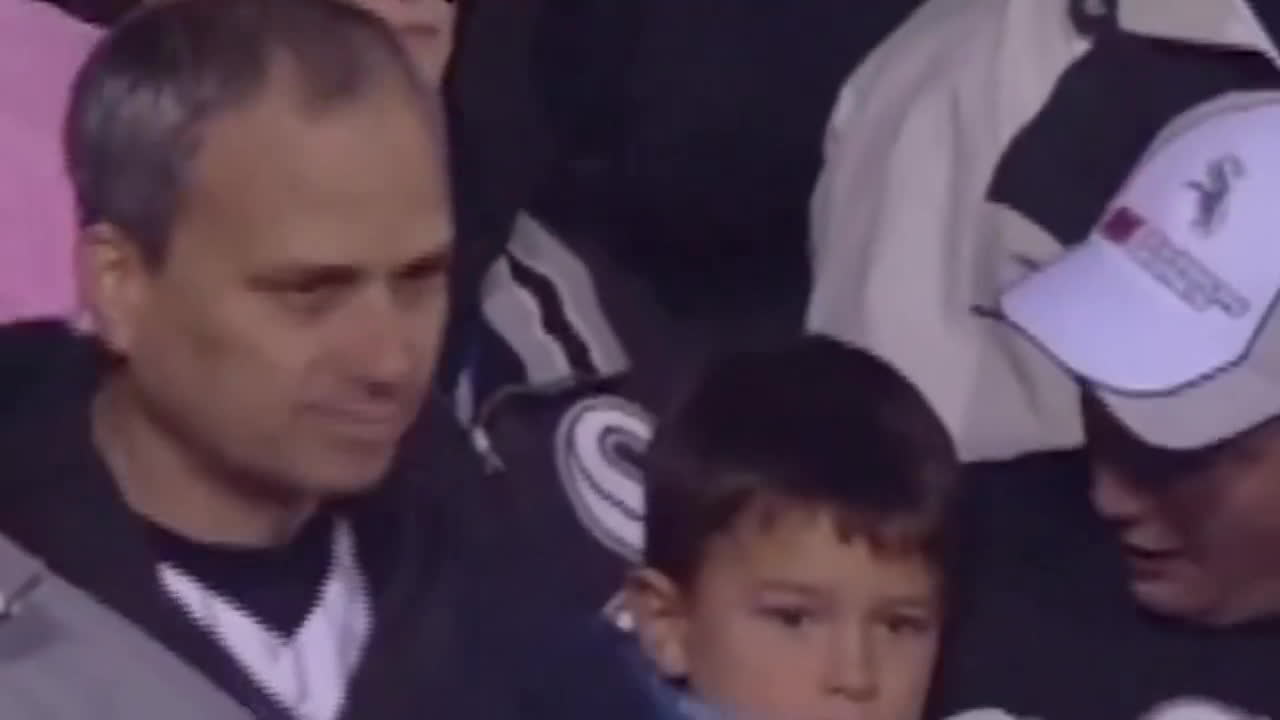 A screenshot from the broadcast of 2005 World Series Game 1 showing the future pope