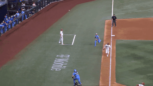 An animated gif of Carter Jensen making a diving catch