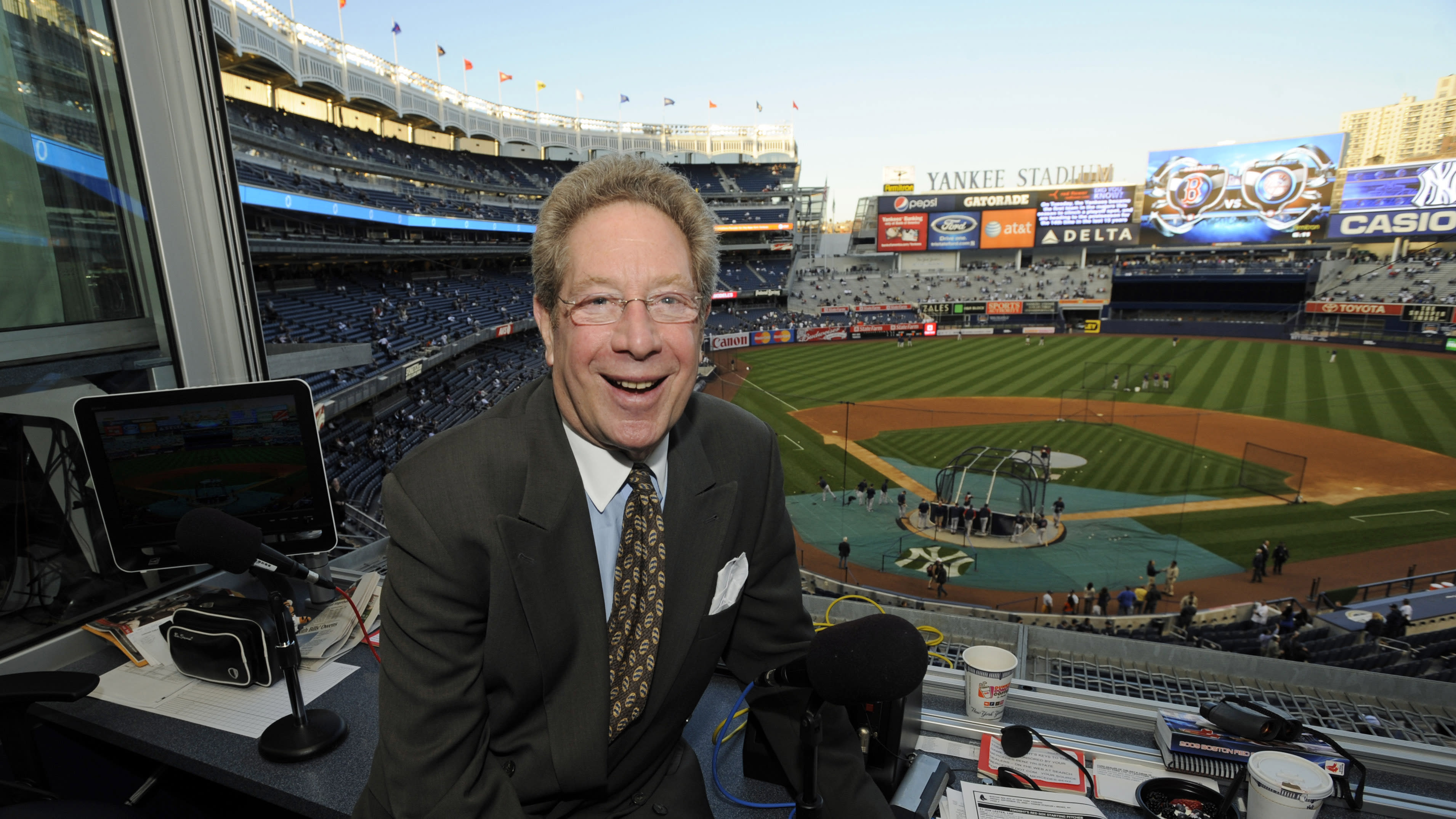 John Sterling in the radio booth at Yankee Stadium