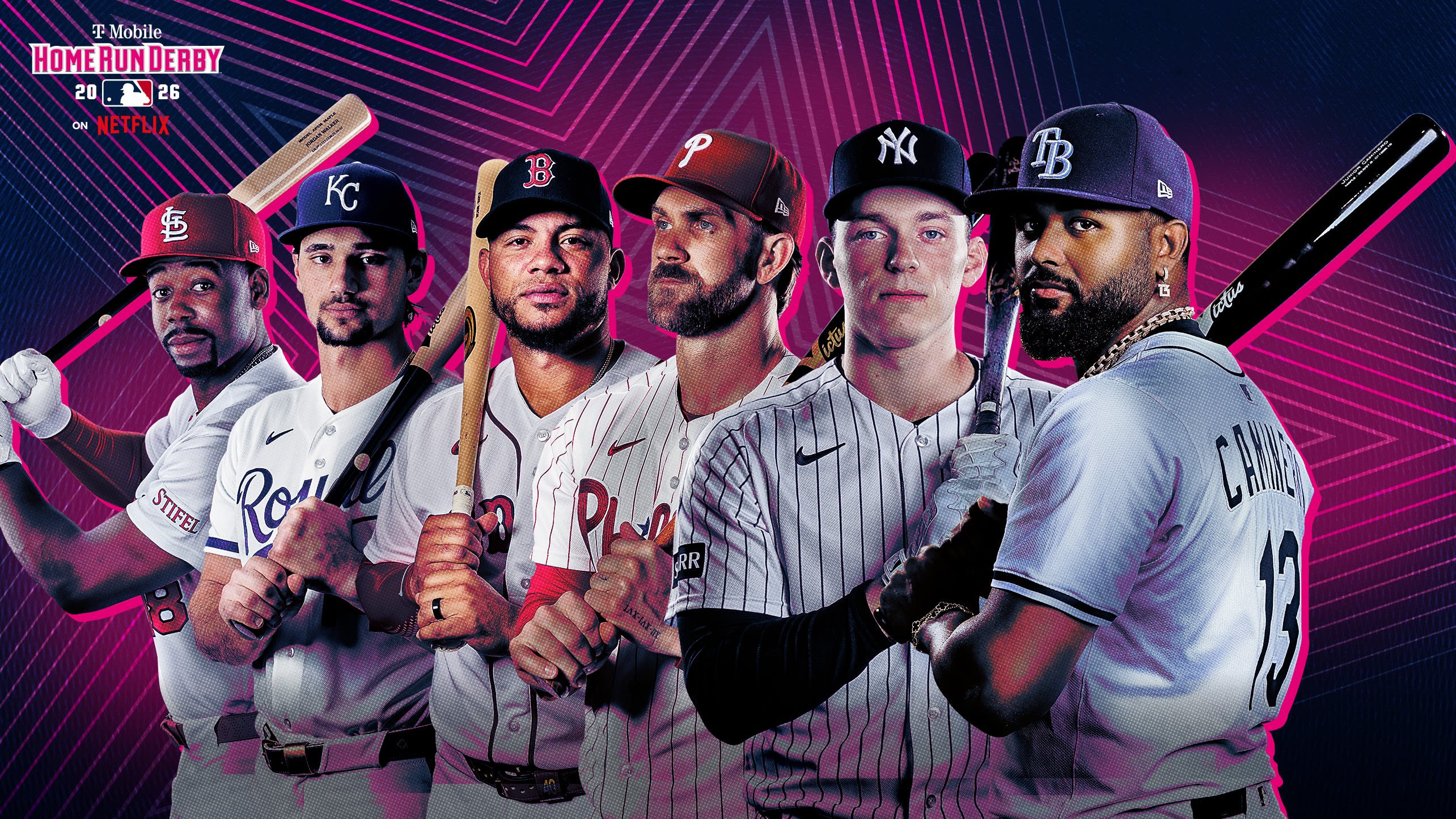 Jordan Walker, Jac Caglianone, Willson Contreras, Bryce Harper, Ben Rice and Junior Caminero