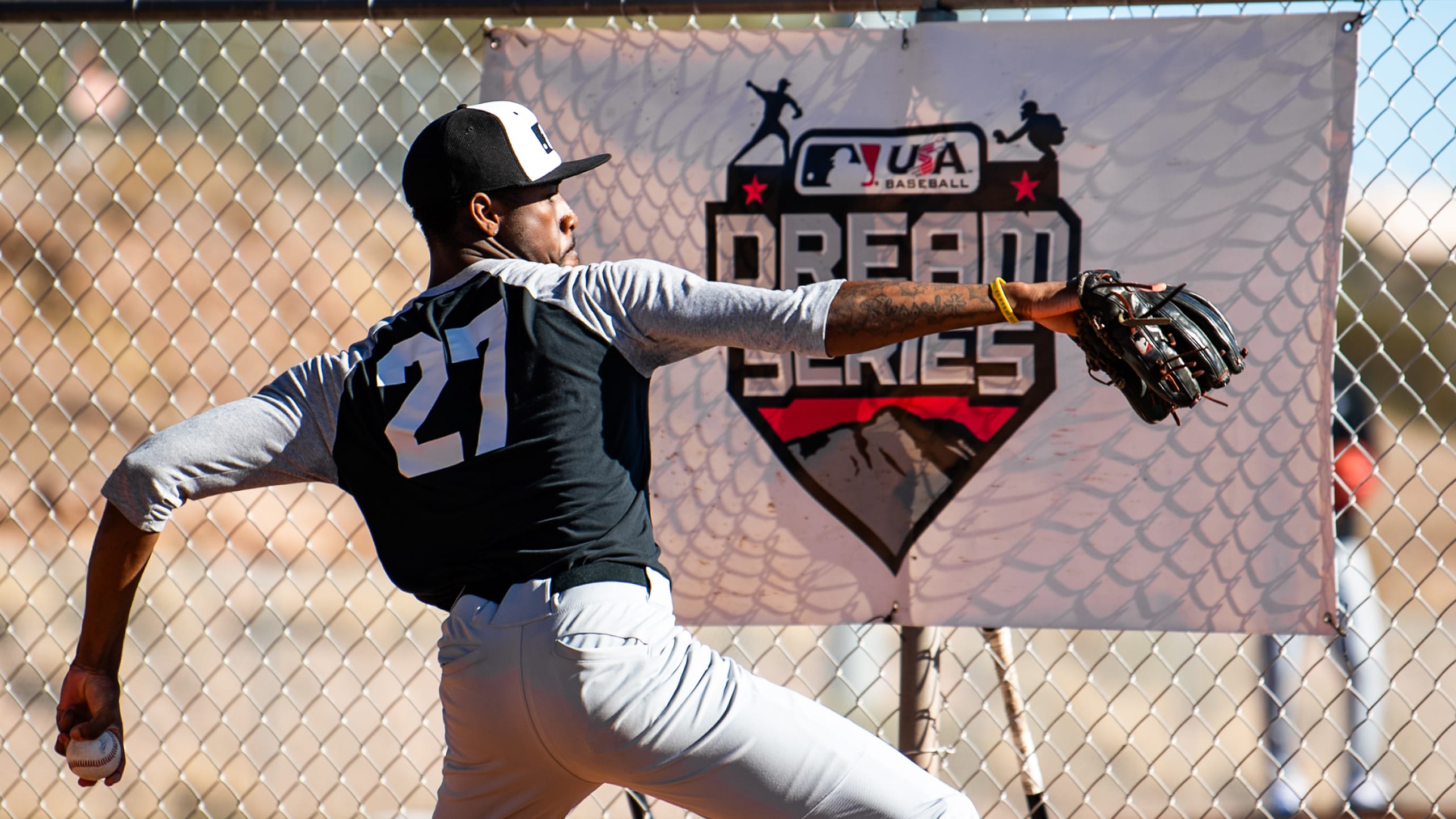 High school pitcher Solomon McKinney delivers a pitch