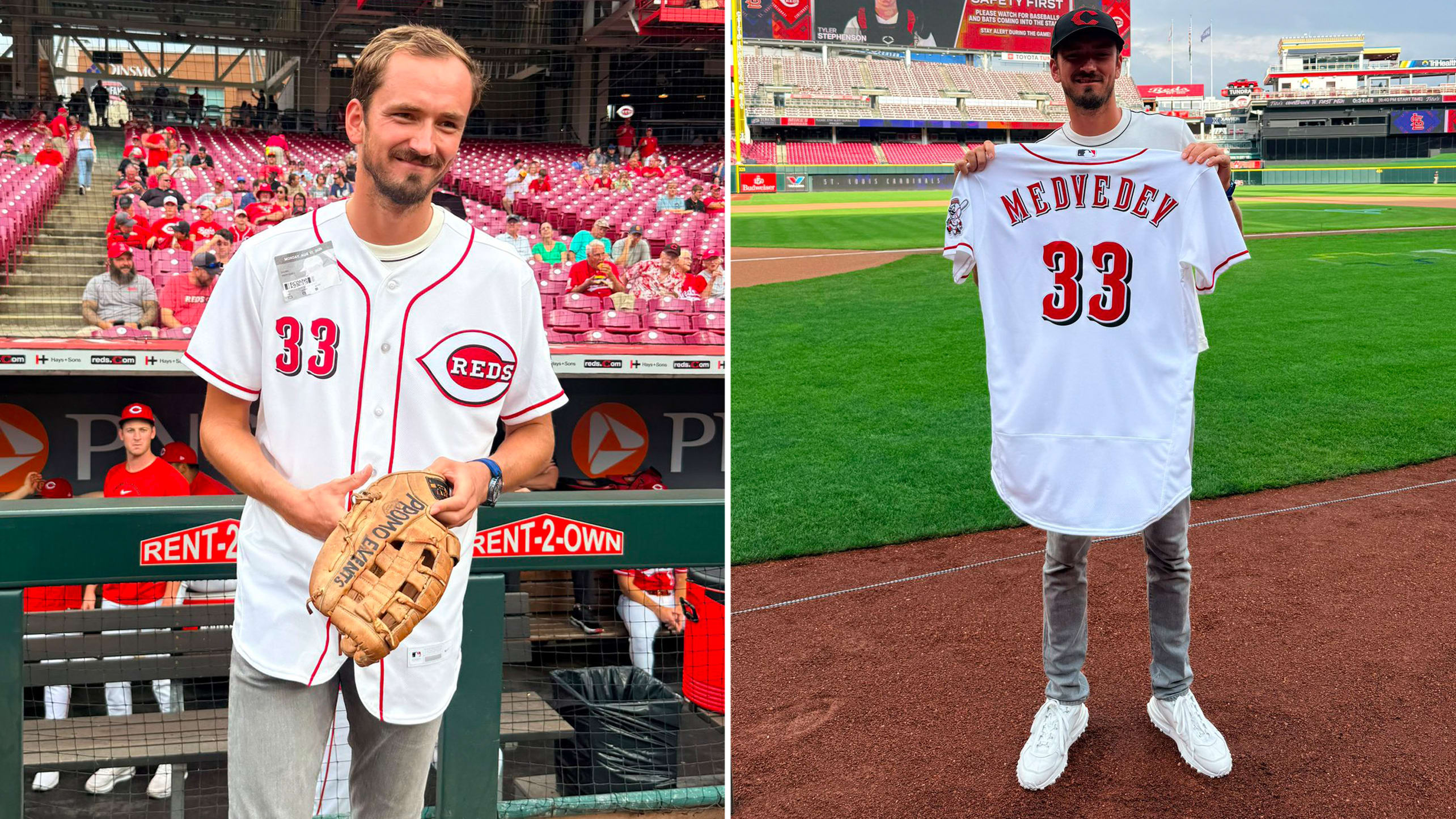 Tennis star Daniil Medvedev at a Reds game