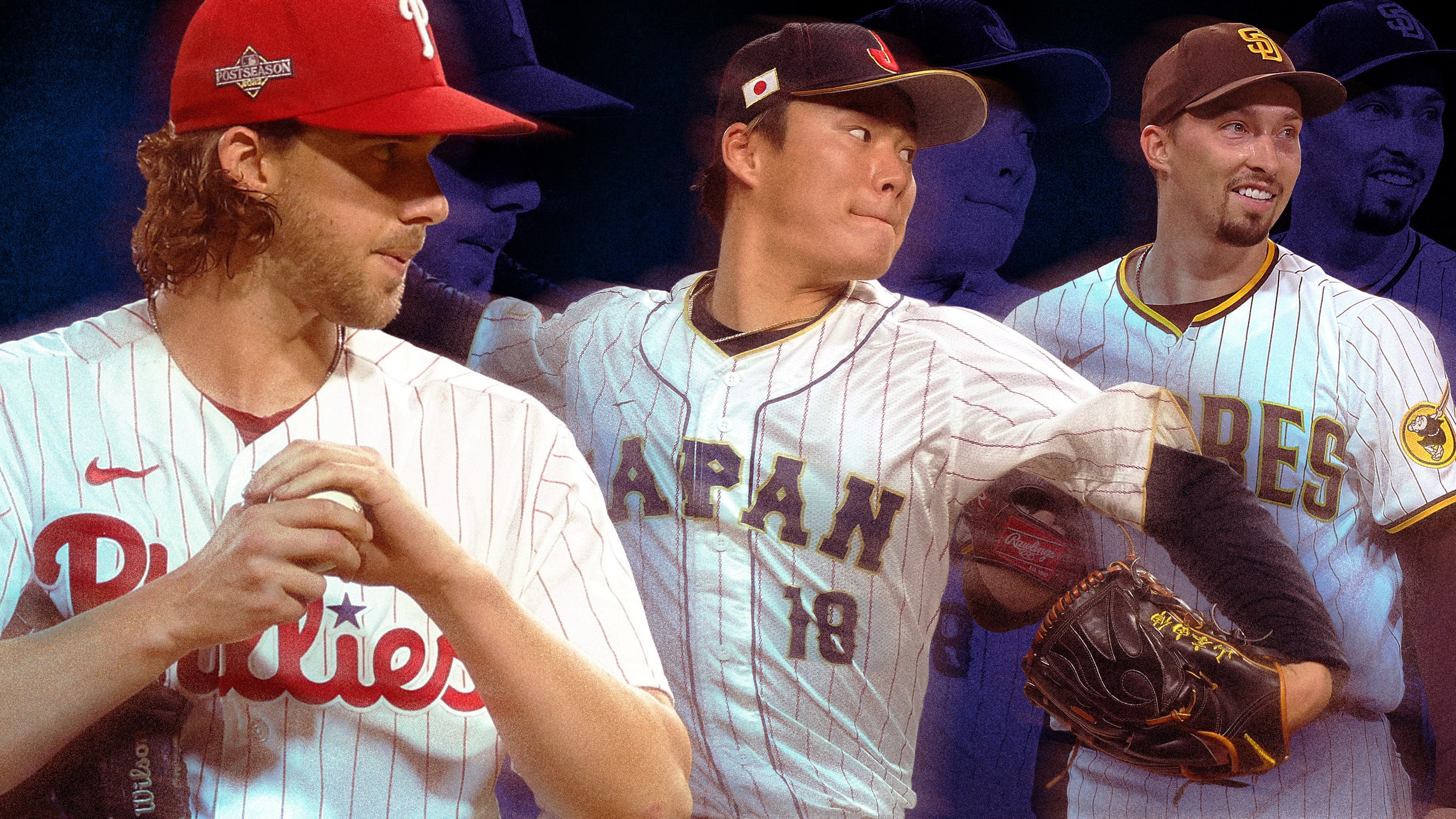 Aaron Nola, Yoshinobu Yamamoto and Blake Snell