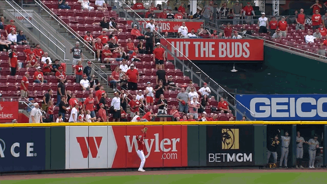 An animated gif of Noelvi Marte robbing a home run