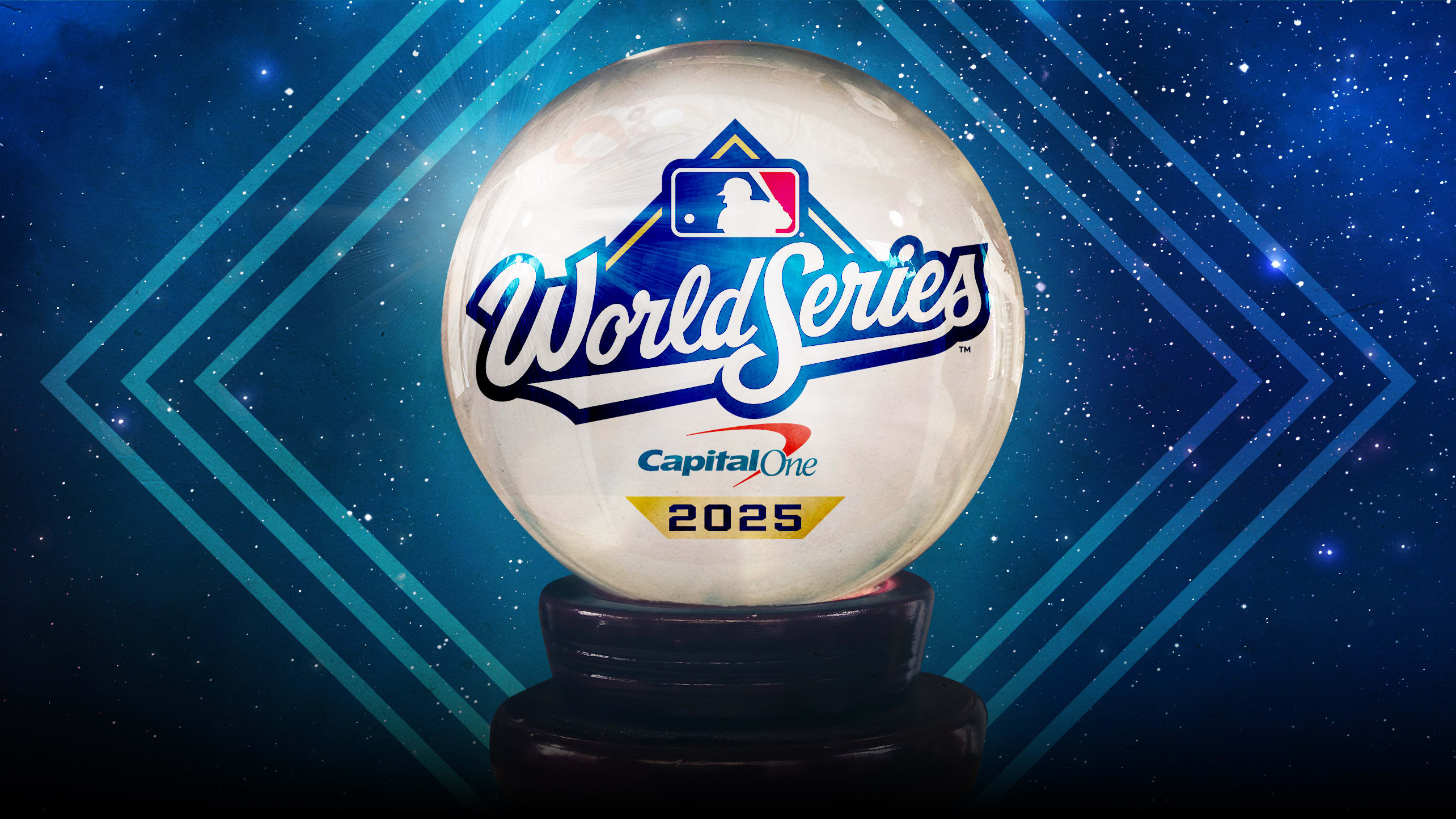A crystal ball with the World Series logo on it