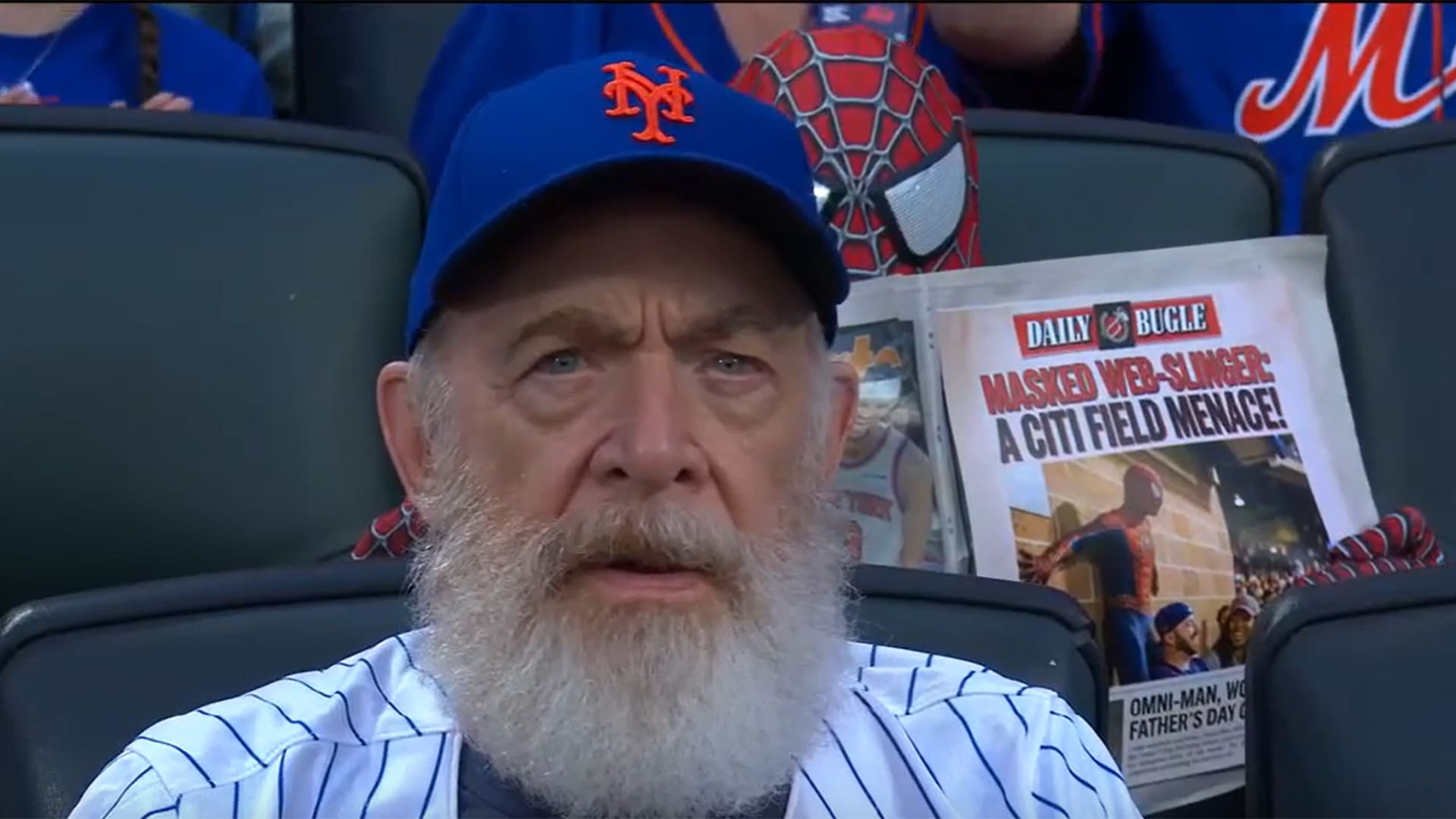 J.K. Simmons runs into Spider-Man at Citi Field
