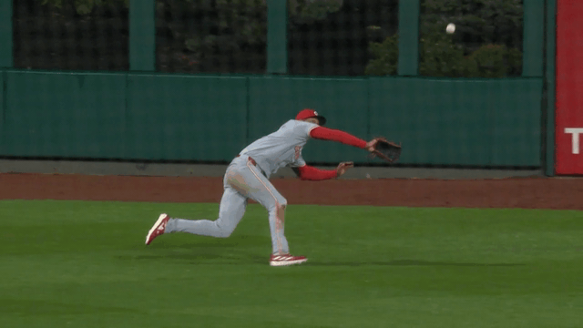 Will Benson has just enough reach to make this catch